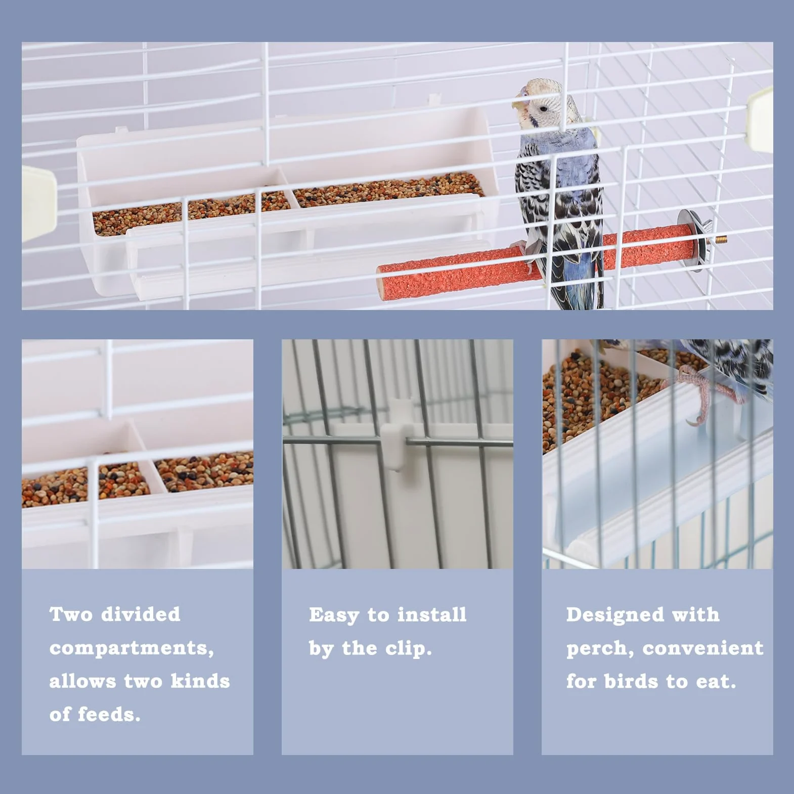 IBWell Paquete de 4 comederos para pájaros para jaula, cuenco de comida para pájaros, comedero para periquitos, comedero de agua para loros