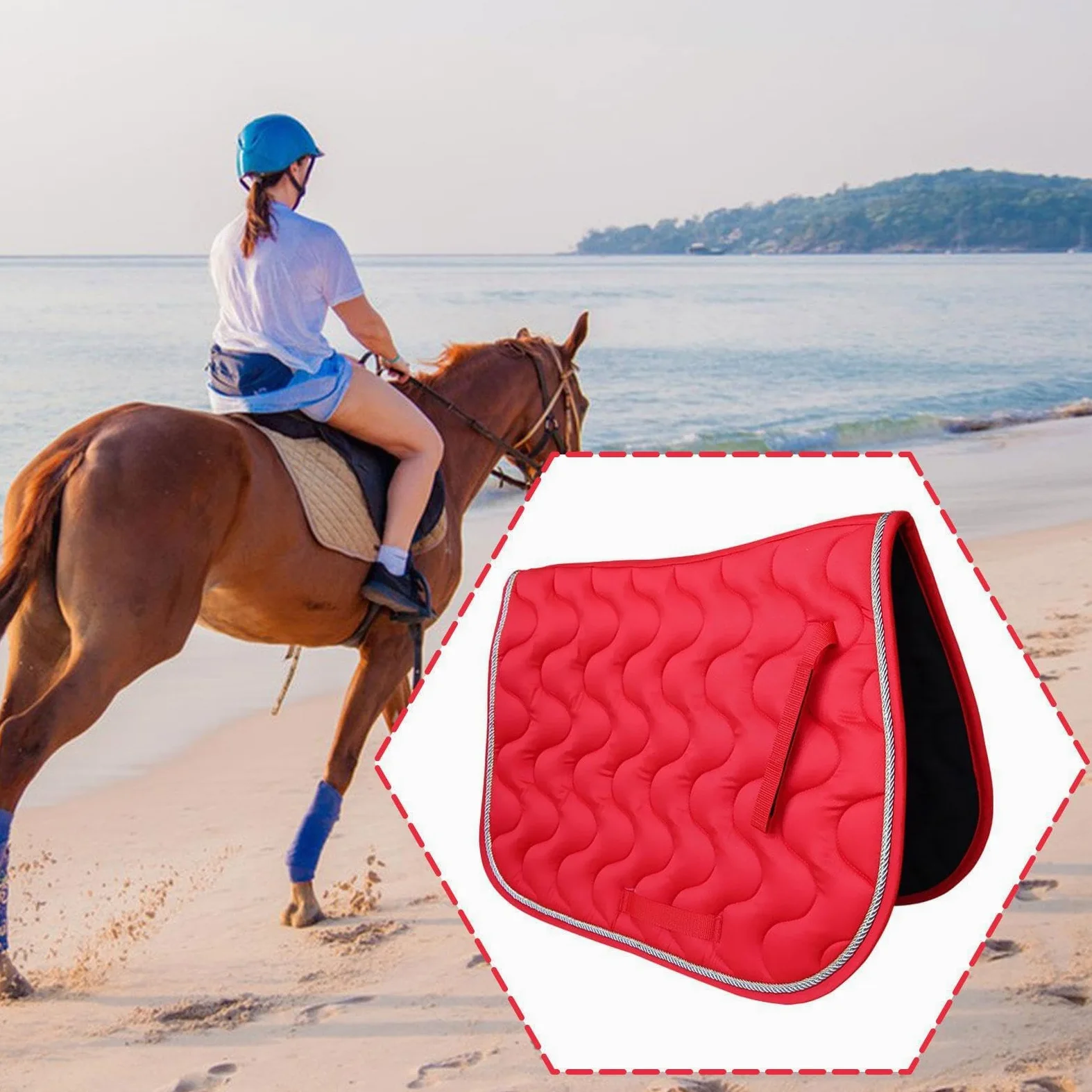 Saddle Pad Cojín Antideslizante para Silla de Montar Material Suave Y Cómodo Función de Absorción de Impactos Adecuado para Entrenamiento Salto