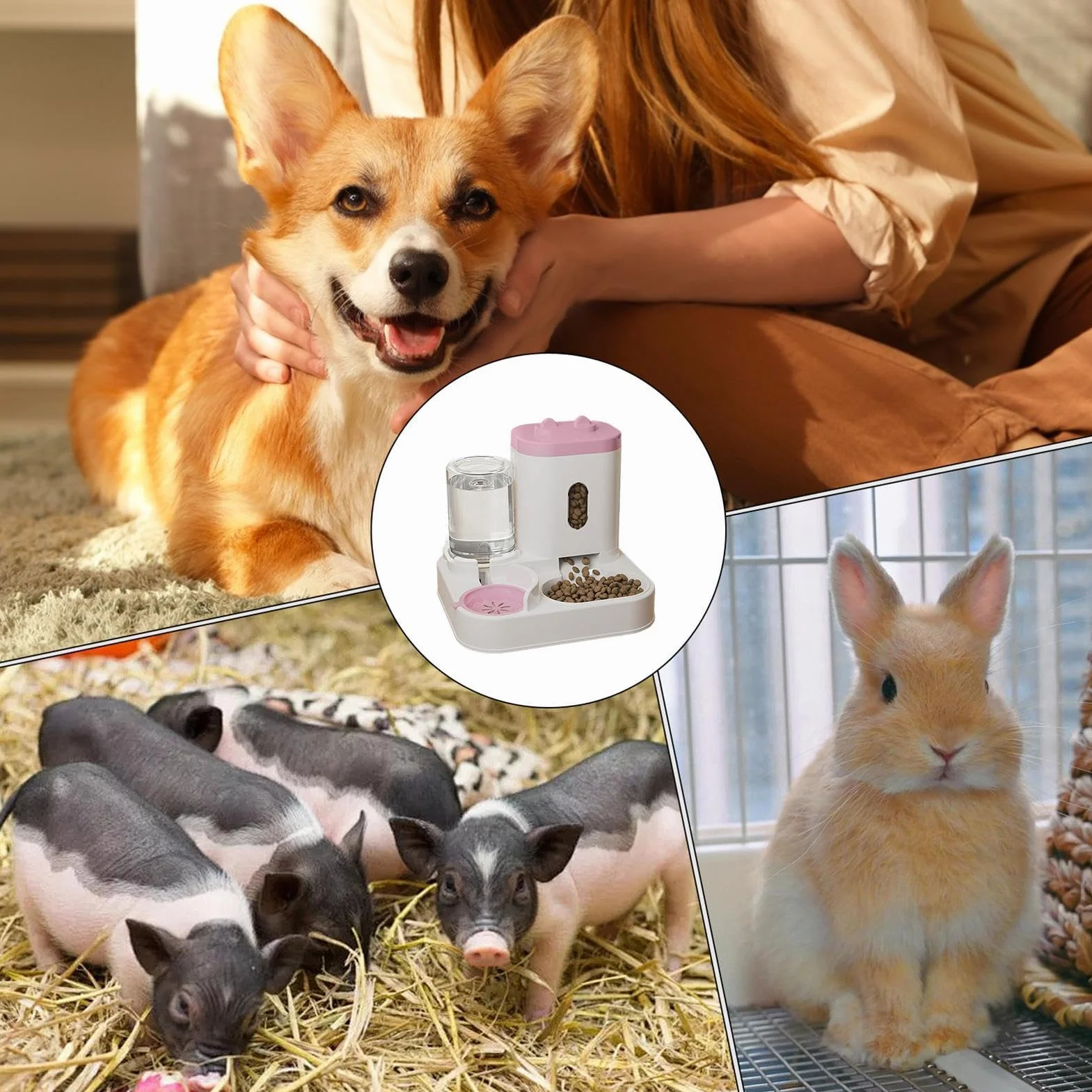 Estación De Alimentación Inteligente Para Mascotas: Dispensador Automático De Agua Y Comida De Doble Tazón, Dispositivo De Programación De Porciones Consistentes Para Gatos Y Cachorros, Solución Higié
