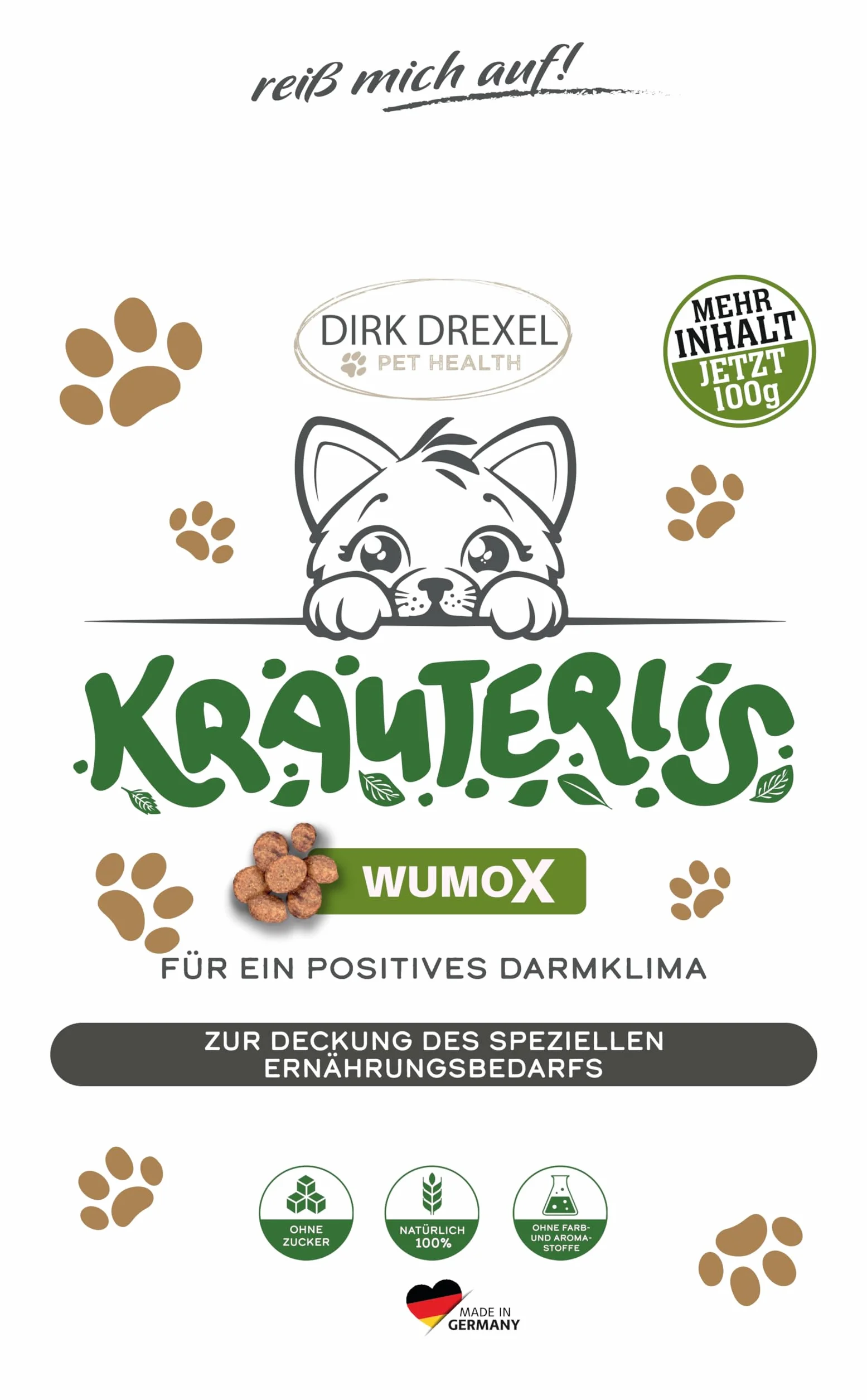 WumoX Herblis para Gatos | Trata con extractos de Hierbas | nutrición Natural para Fortalecer el Medio intestinal | con vermut Real | Alternativa Natural