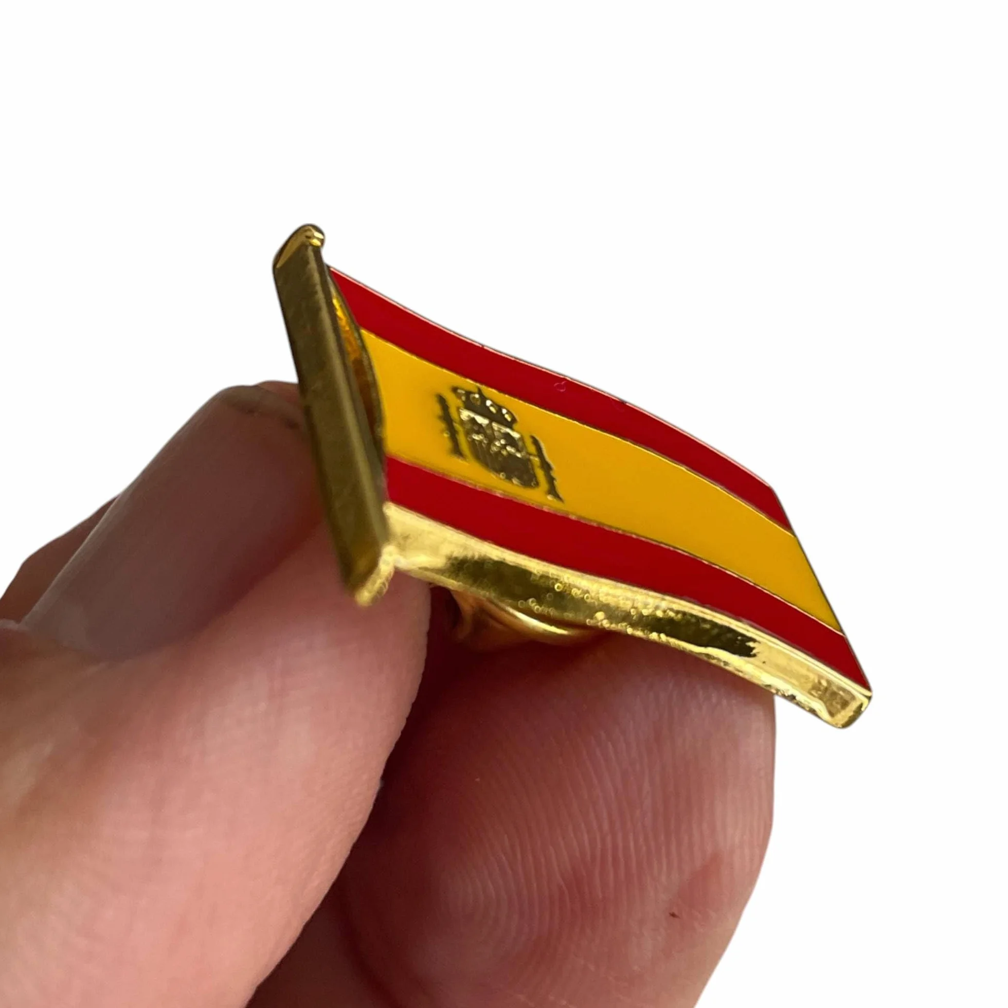 Pin Bandera España Ondeante Mástil Escudo Nacional Aleación Zamak 3,5x2 cm Broche Solapa Enganche Mariposa