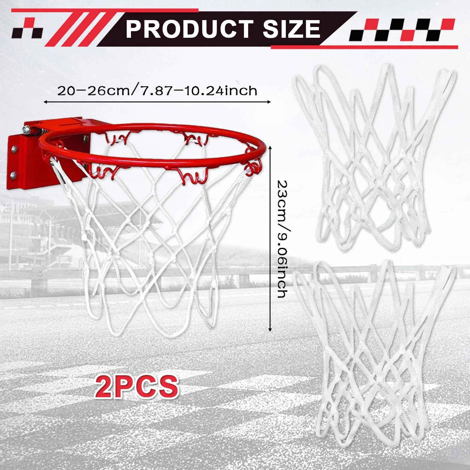 Red de repuesto para aro de baloncesto mini, nailon duradero, 2 unidades, blanco