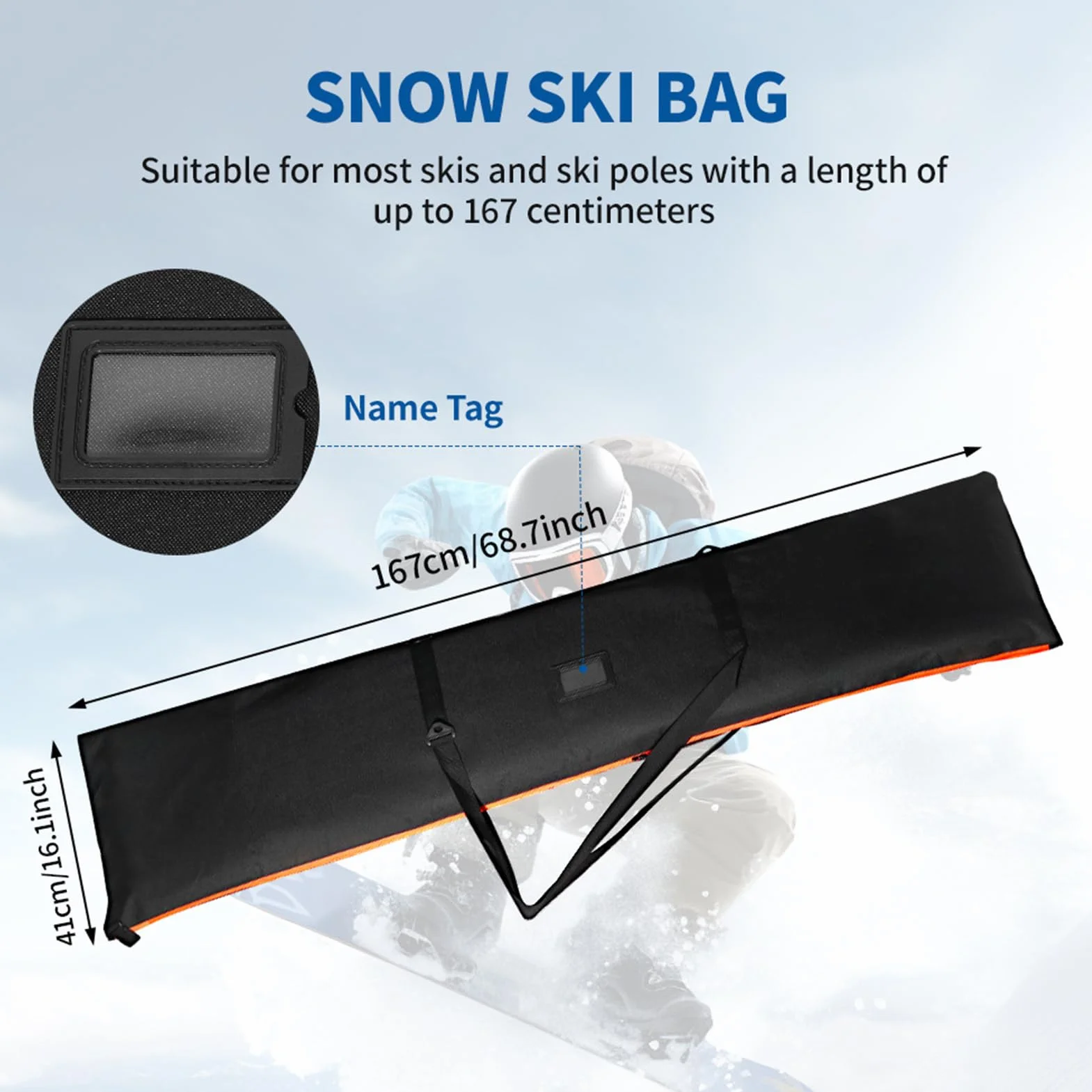 Protectora Impermeable para Snowboard, Transporte para Equipos de Deportes de Invierno, Hombres, Mujeres y Adolescentes