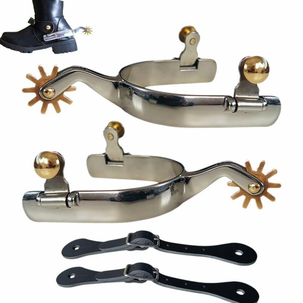 Espuelas de Caballo de Acero Inoxidable con espuela de Cobre, antioxidantes, Equipo de Carreras para Botas ecuestres, Amantes de la equitación.