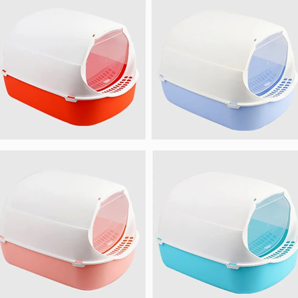 Cajas de Arena Caja Cerrada Completa Caja de Arena de plástico Desodorante Gato Gatito Anti Splash Inodoro Interior Limpio Arena Bedpan Cuenca Gatos Suministros de Limpieza Arenero ​Gatos