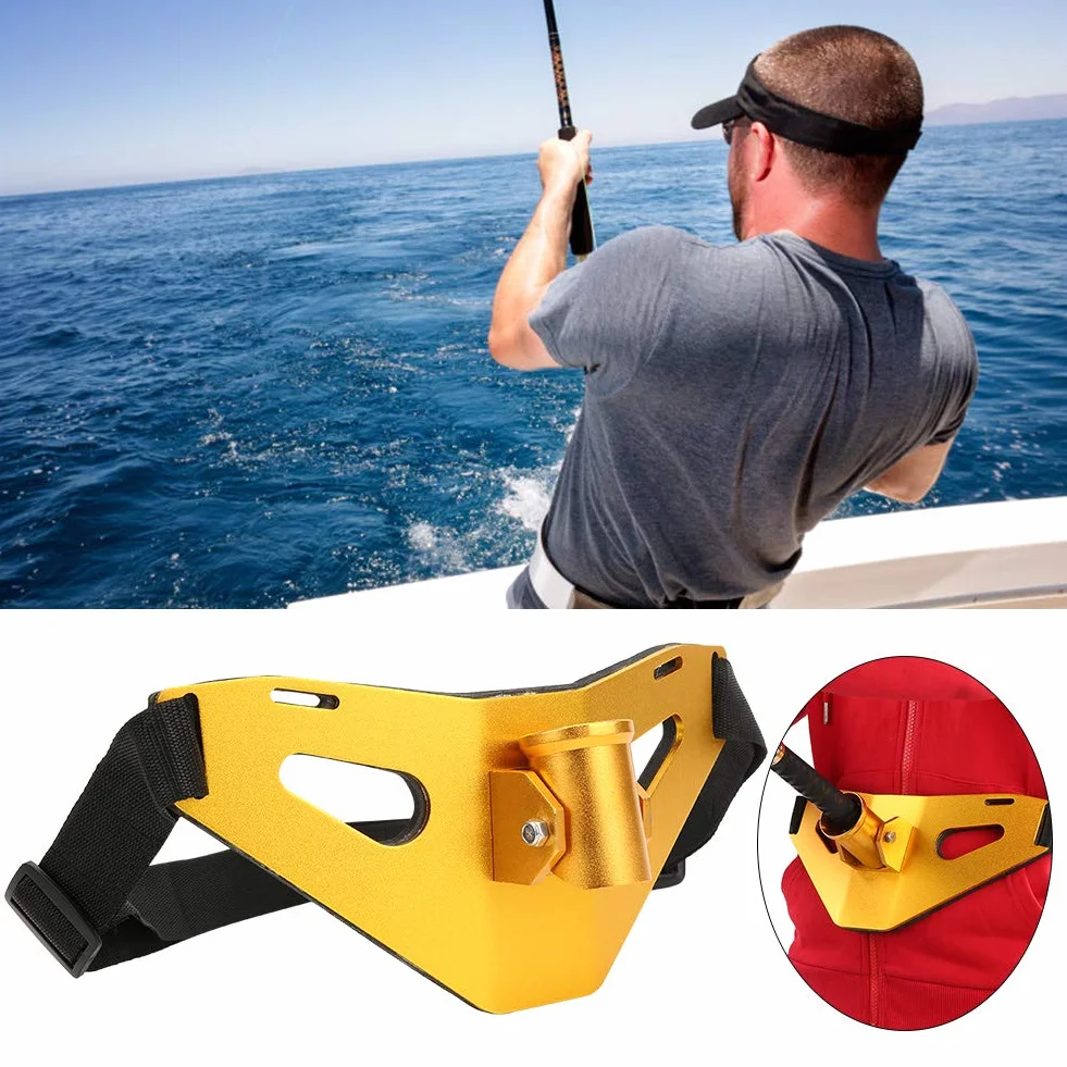Cinturón de Lucha de Pesca Acolchado con Cardán, Ajustable, Revestimiento de Eva, Dorado