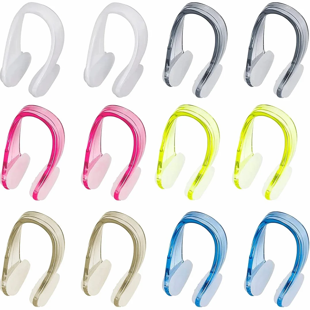 Pinzas de silicona para la nariz impermeables para nadar, paquete de 6