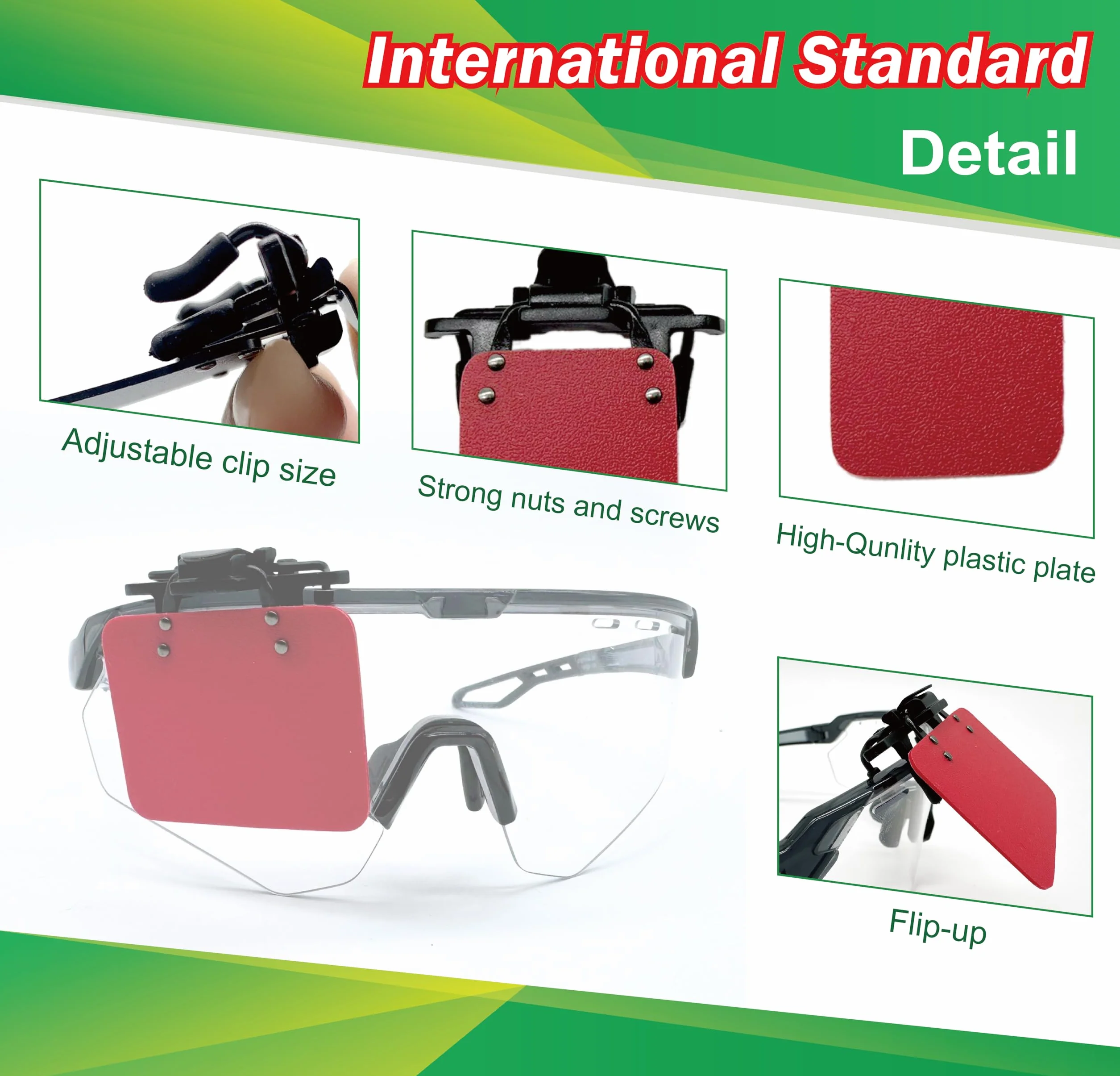 Gafas de tiro estándar internacionales con clip oclusor, paquete de 2