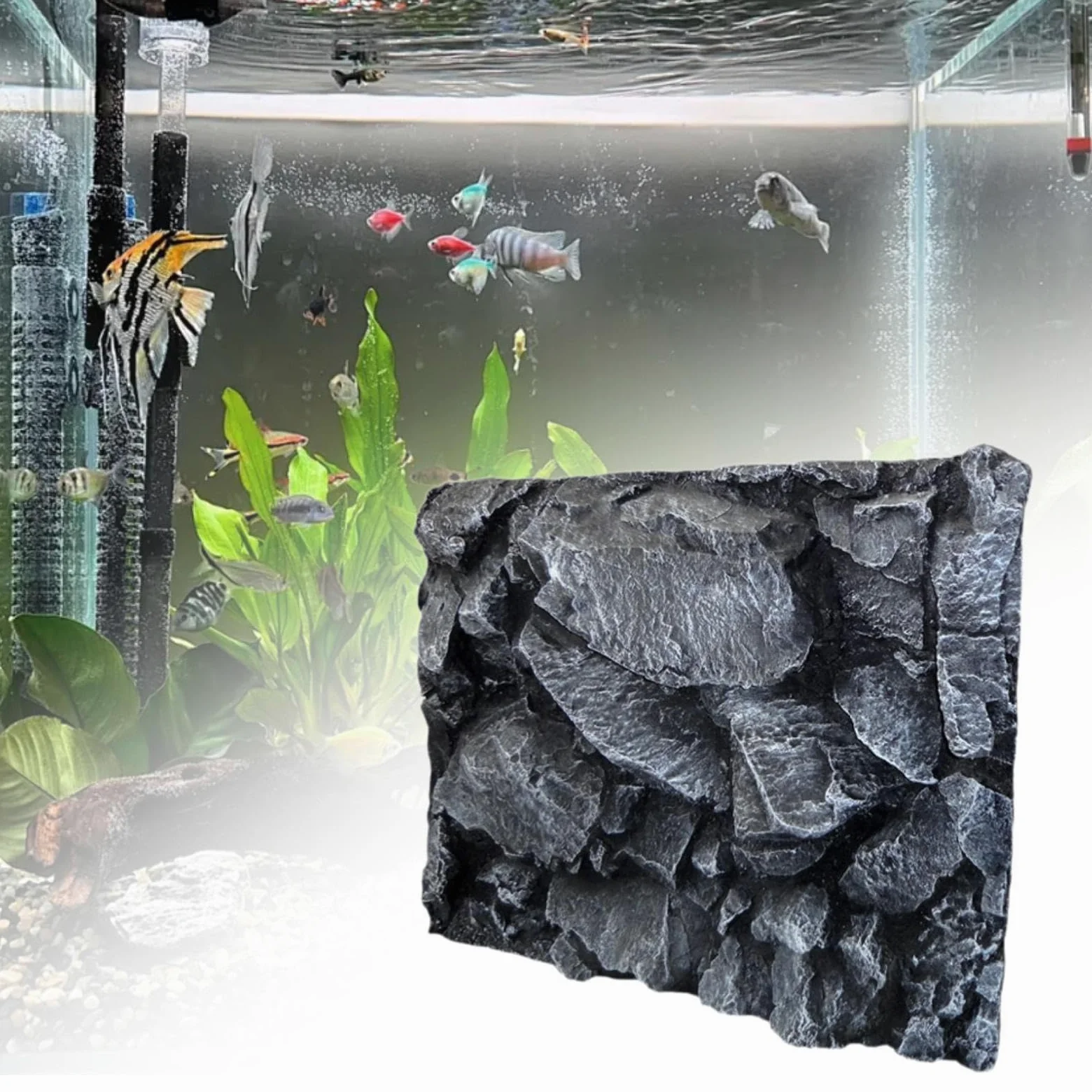 Decoración de Fondo para Terrario de Reptiles en 3D, Fondo para Terrario, Decoración de Pared, 60x45x6.5cm para Dragón Y Tortuga. Accesorios V, a, Individual