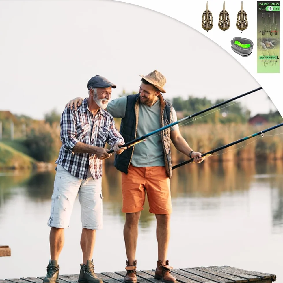Alimentador de Pesca 3 Piezas Comederos 20/30/40g con Molde de Liberación Rápida Accesorios Carpa