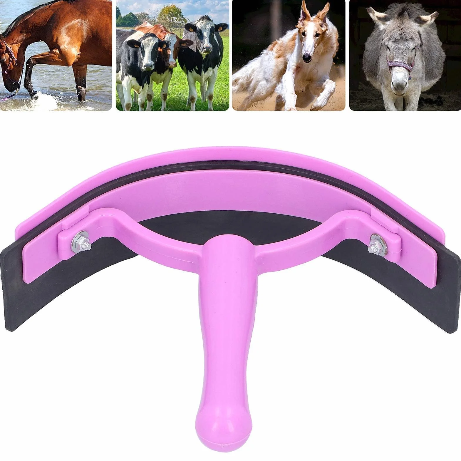 Cyrank Raspador De Goma para Caballos, Agarre Suave, Plástico, Goma, Rascador De Sudor para Caballos, Suministros De Baño para Caballos