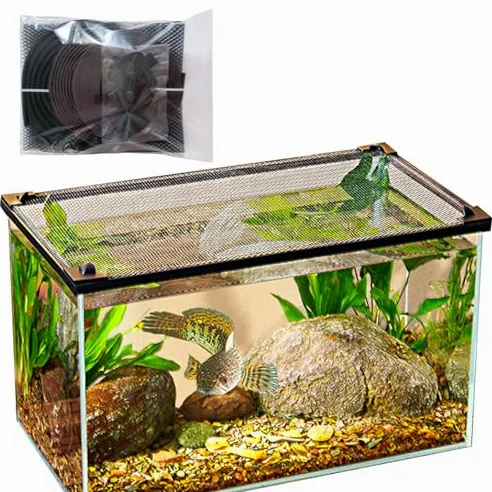 Cubierta protectora de malla para pecera, tapa de acuario antisalto, cortada a medida, evita que los peces escapen y escombros