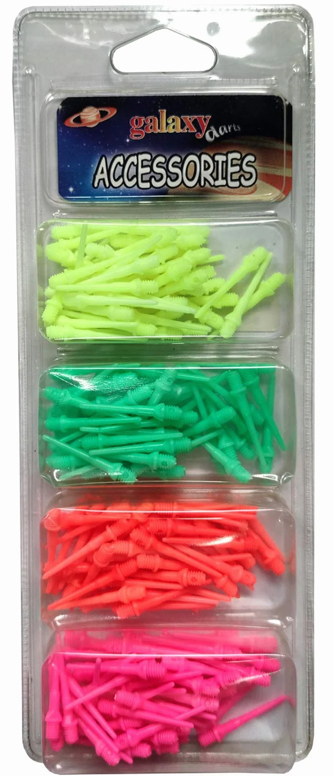 200 Puntas 2BA Dardos Plástico Diana Electrónica 4 Colores Fluo