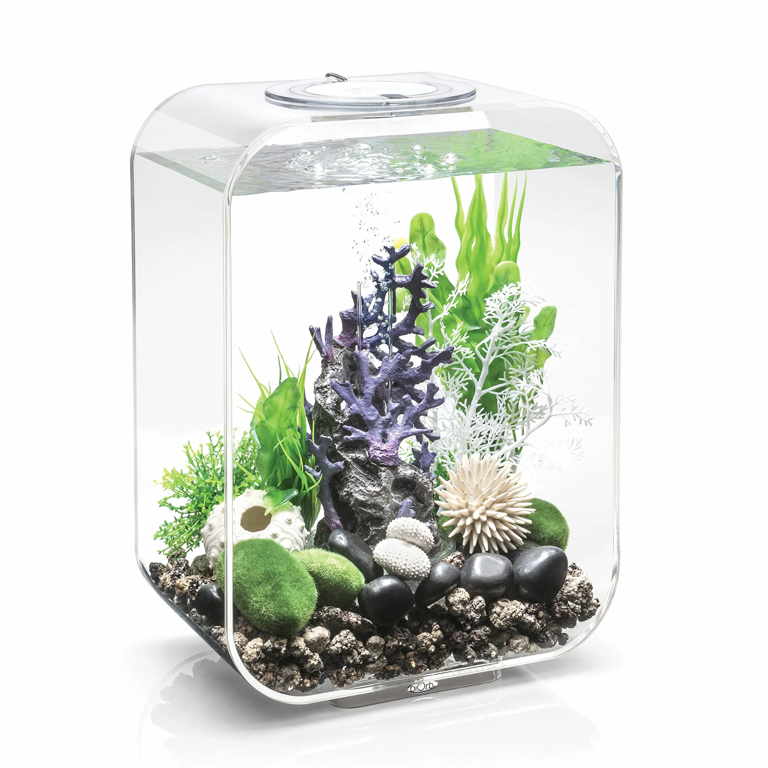 biOrb 72047 LIFE 15 LED transparente - acuario decorativo de 15 litros completo con sistema de filtrado, iluminación LED y sustrato cerámico de robusto cristal acrílico