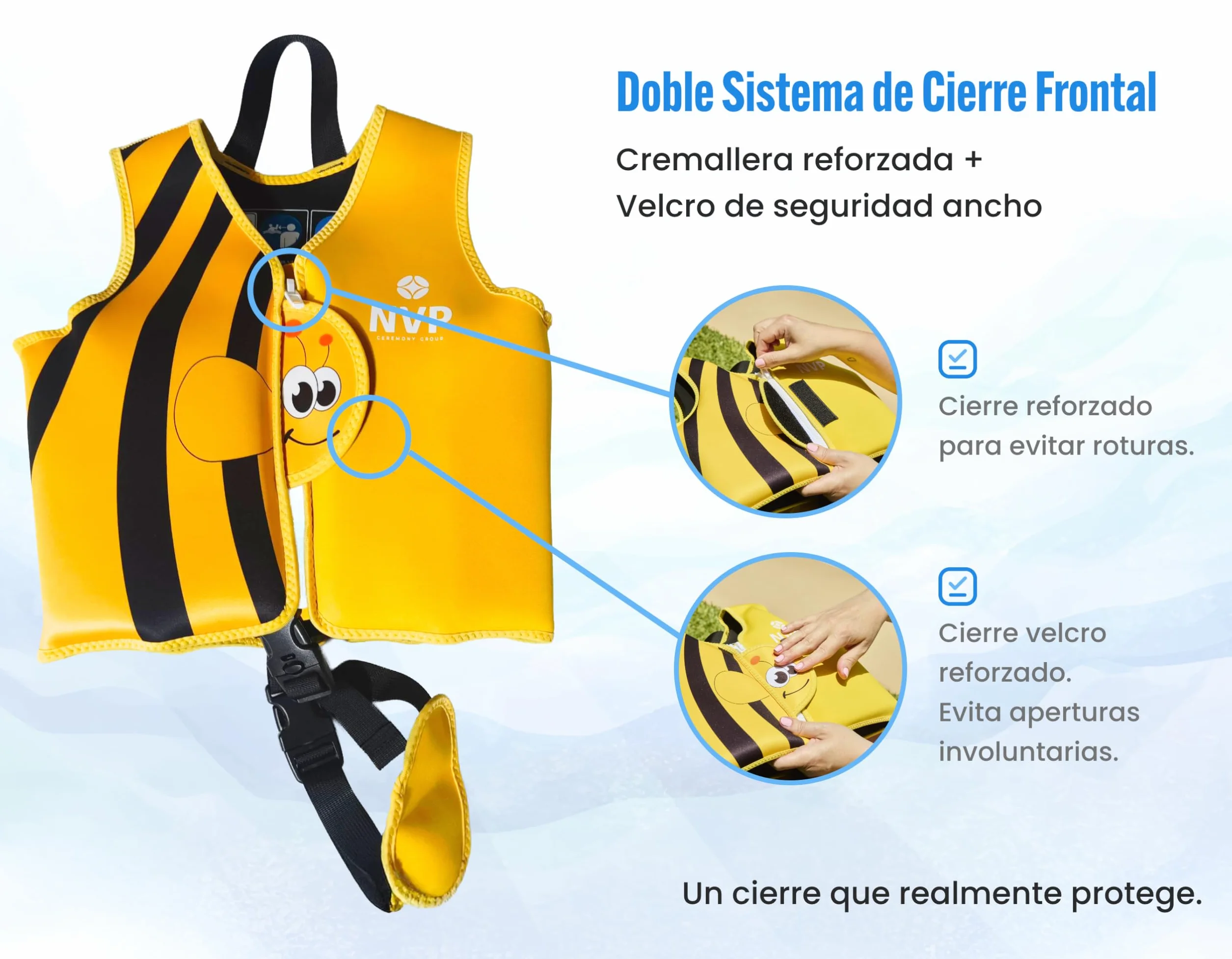 Chaleco de Natación Infantil de Neopreno NVP para Bebés y Niños 1-6 Años - Chaleco Flotador Ajustable con 8 Paneles de Flotación