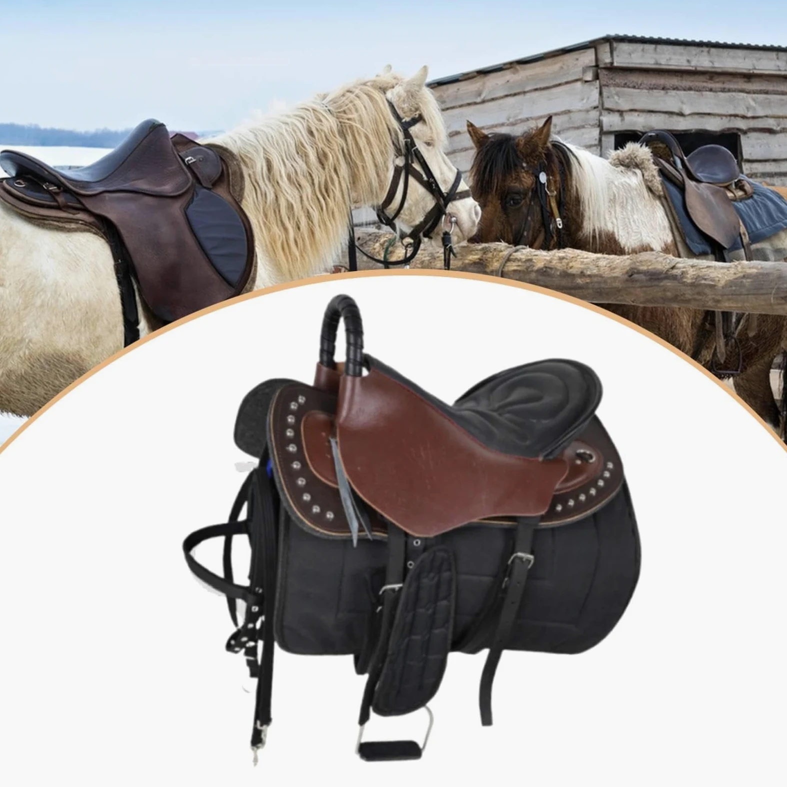 Silla de Montar para Caballo Almohadilla Antideslizante Juego de Material Resistente con Absorción de Impactos Adecuado para Principantes Form