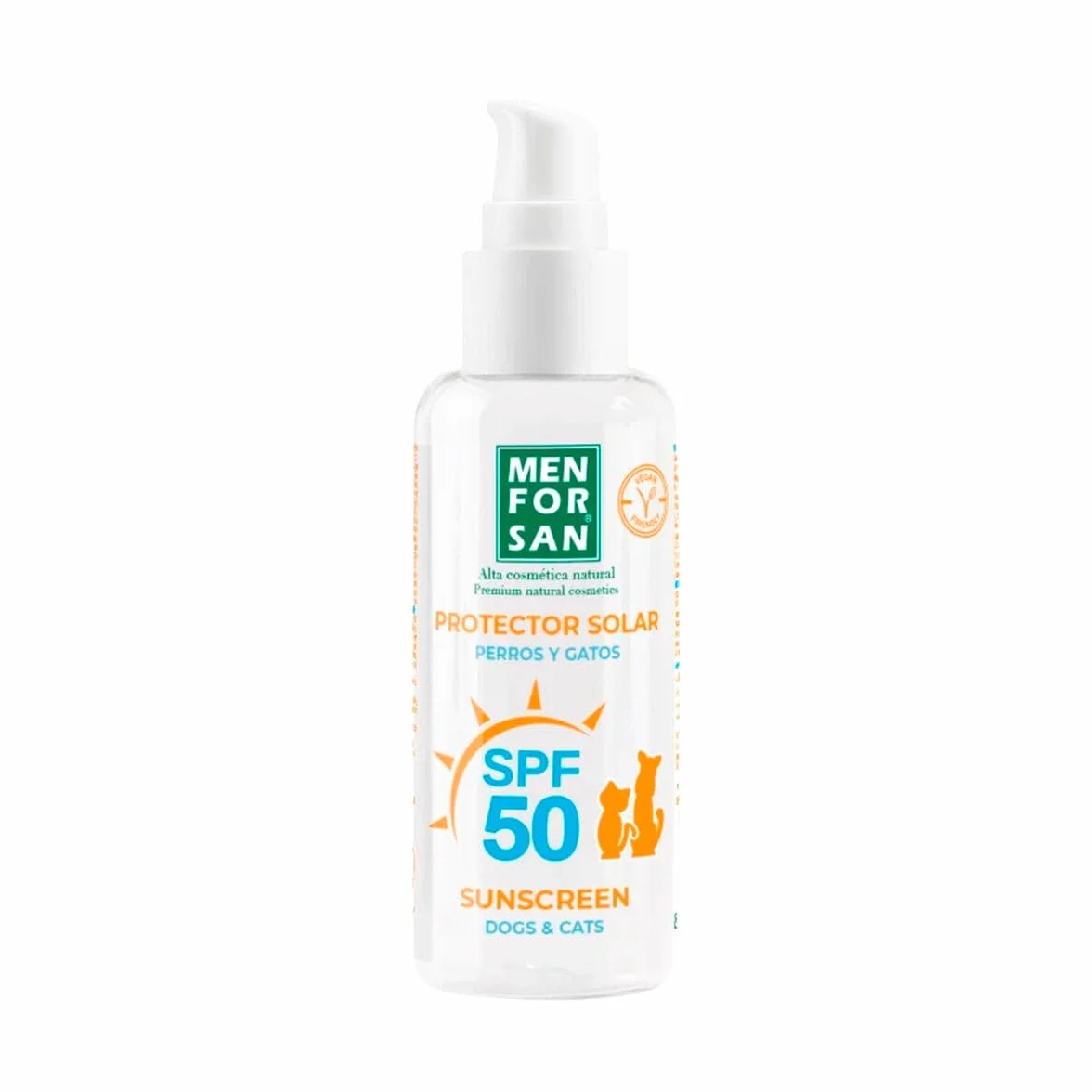 MENFORSAN Protector Solar Factor 50 para Perros y Gatos | Hidrata y Protege | Resistente al Agua | Protege de los Rayos del Sol | 60ml