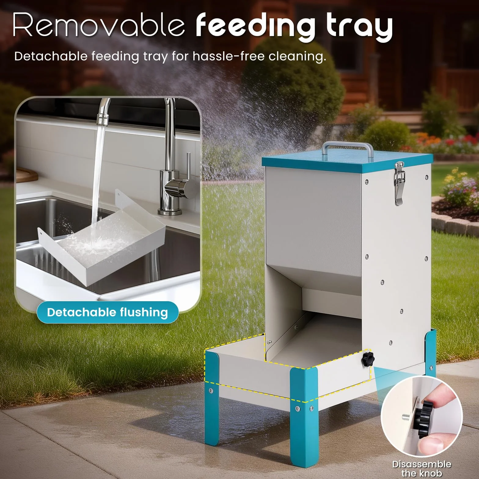 comedero automático para perros de gato, máquina automática de alimentación de mascotas de acero inoxidable para perros y gatos, alimentador de metal por gravedad con tapa y soporte para