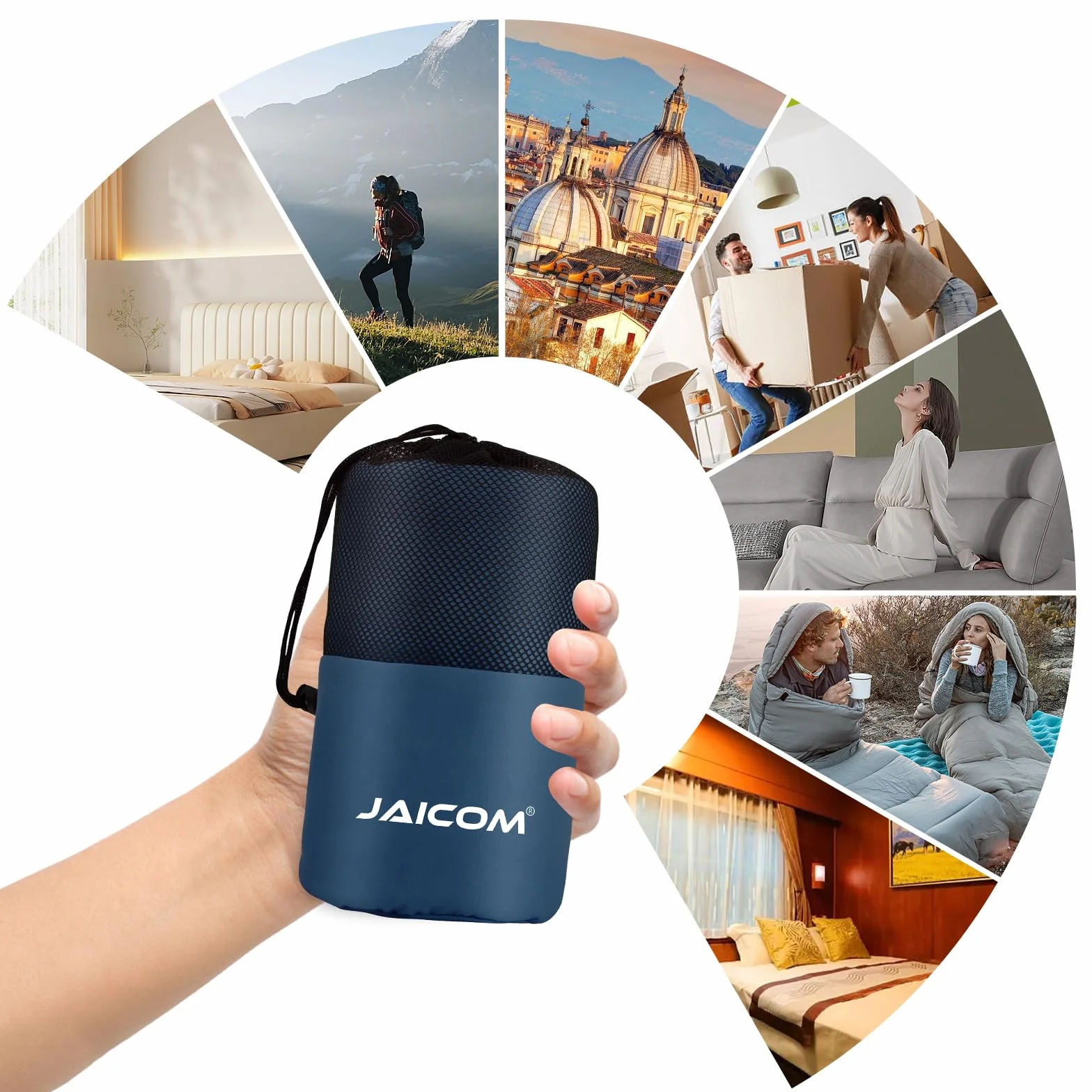 JAICOM Saco de Dormir 220 x 90 cm Ultraligero para Adultos Mochileros