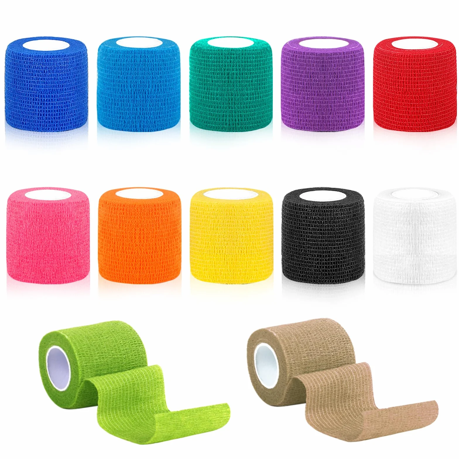 Vendas Autoadhesivas 5cm x 4,5m Telas No Tejidas Venda Cohesiva Elástica Vendaje Primeros Auxilios Deportes
