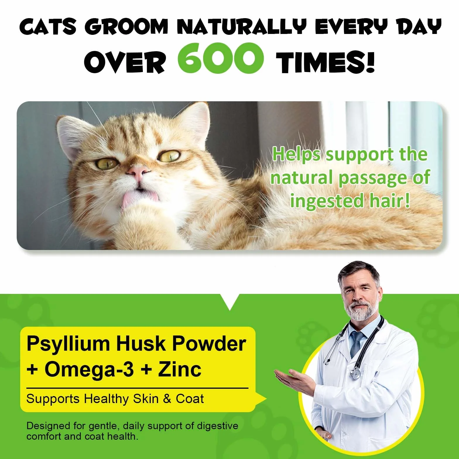 Alivio para gatos y gatitos, apoyo para bolas de pelo, ayuda a prevenir y eliminar las bolas de cabello, elimina el pelo ingerido, salud de la piel y el pelaje, 100 g