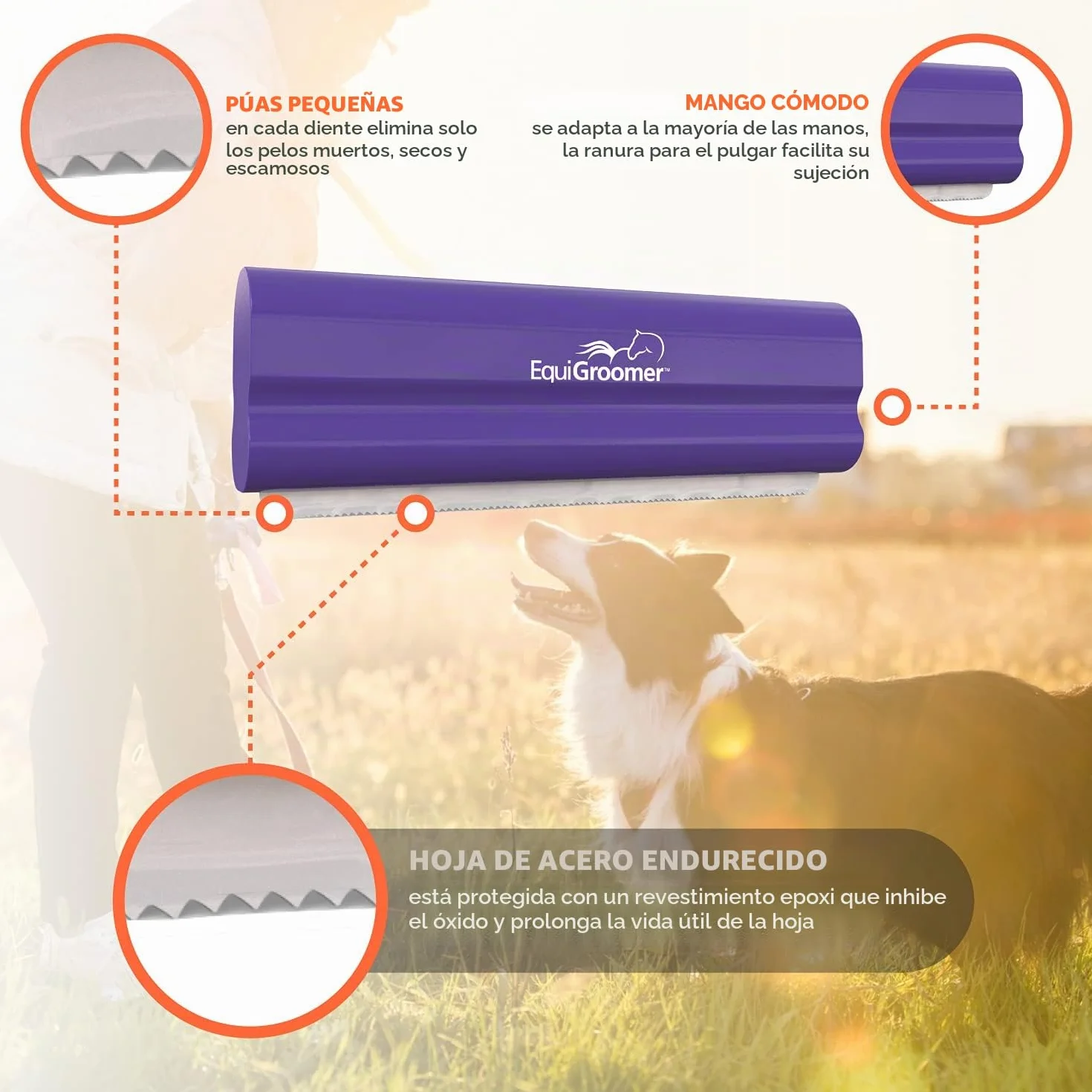 EquiGroomer Cepillo para Perros y Gatos 12,7 cm Morado