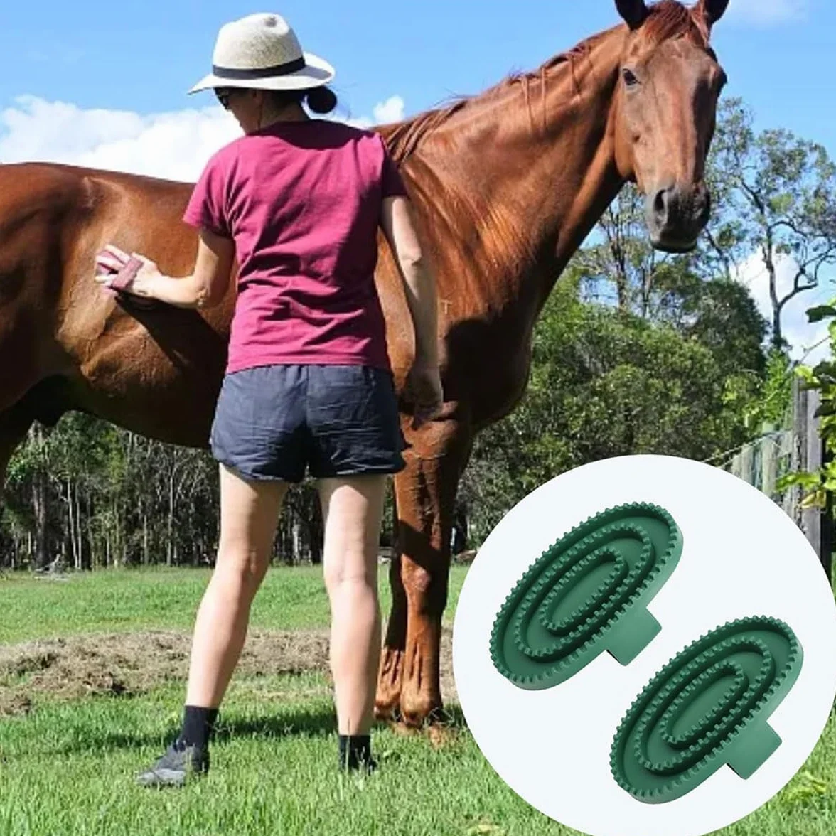 2 peines de Goma para Caballos, Peine de Goma para Quitar el Pelo, para el Cuidado y el Masaje de los Caballos