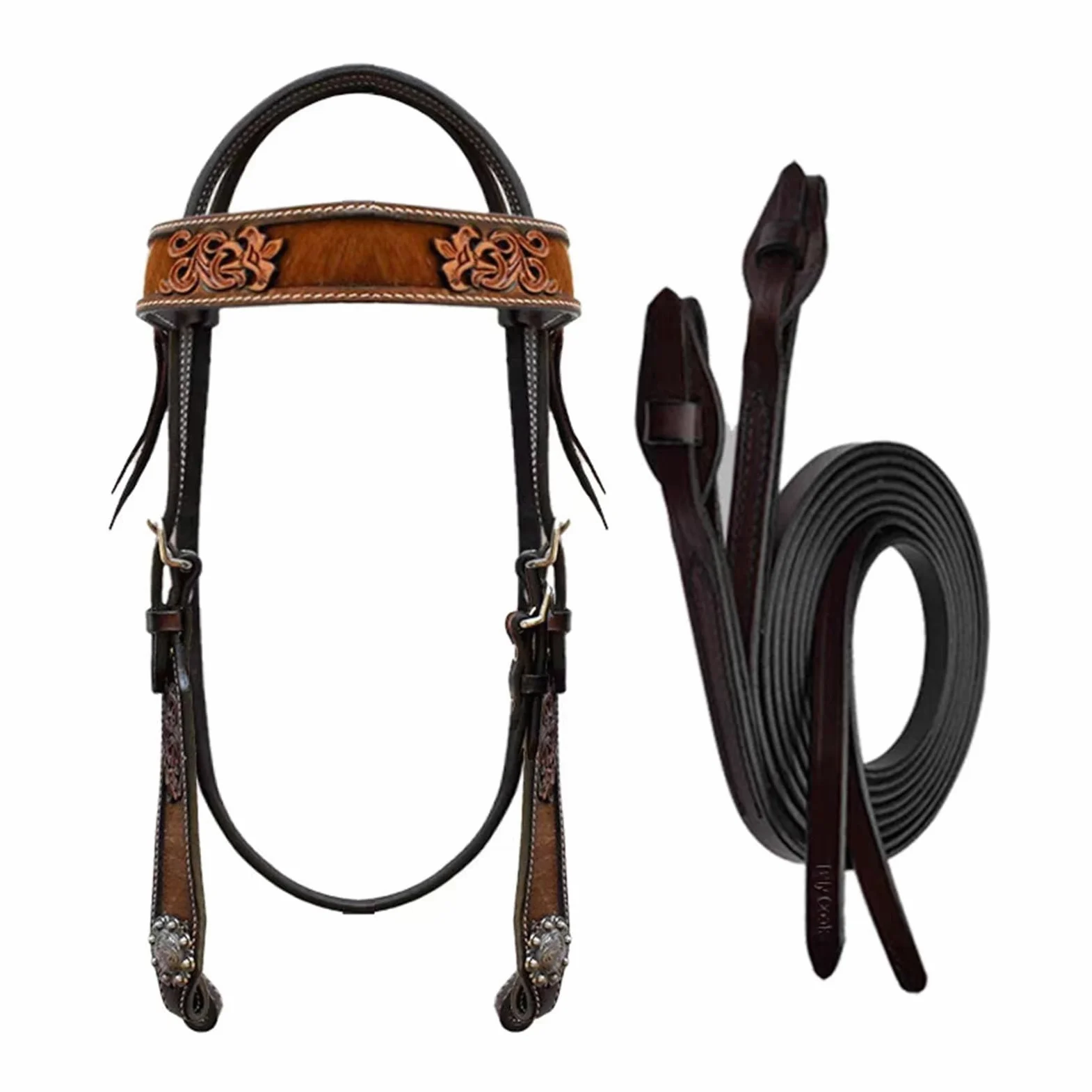 Brida Western for caballos de alto rendimiento ecuestre, con grabado en cuero.