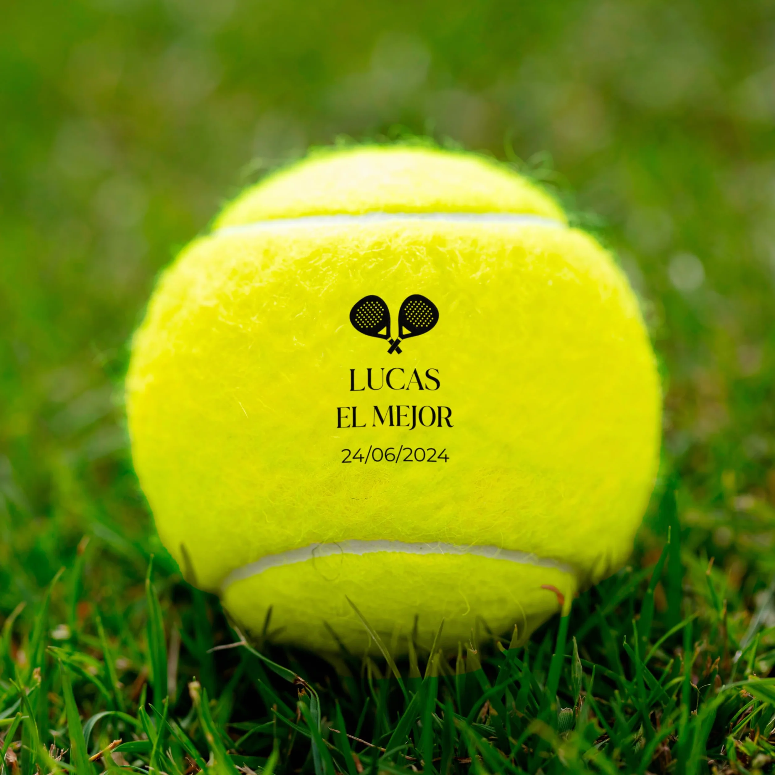 Personalizada Pelota de Tenis y Pádel Amarillo Rosa con Nombre