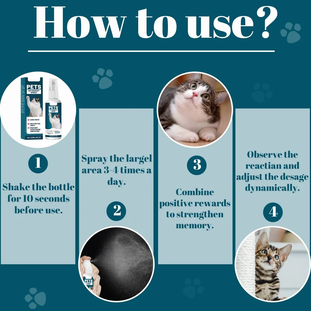 EIHI Spray Repelente Gatos,Spray Antiarañazos Gatos,Spray Ahuyentador para Gatos para Proteger Sofá y Muebles,Ideal para Uso Indoor y Outdoor con Gatos y Gatitos(120ML)