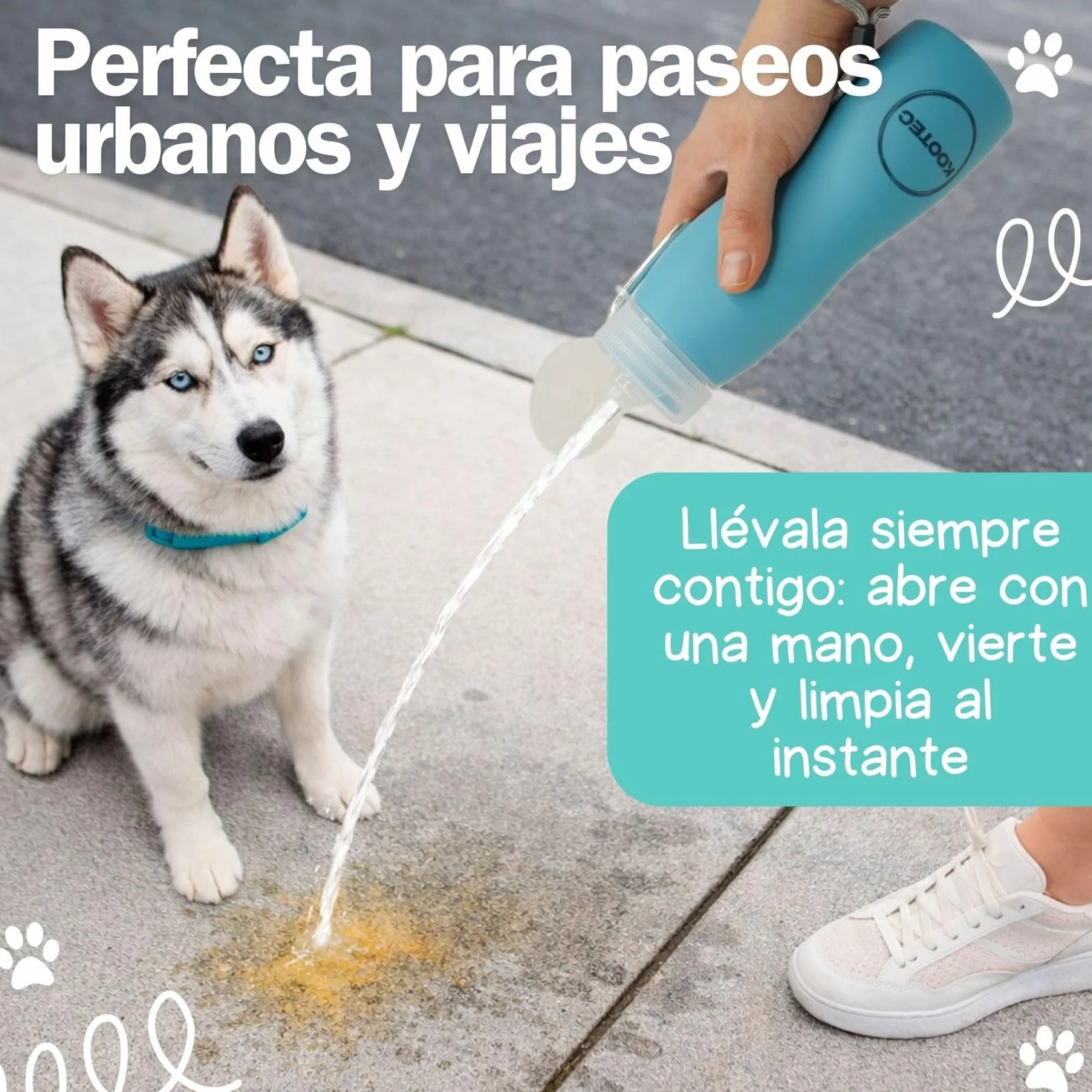 Botella Pipi Perros Silicona Plegable 400ml + Mosquetón + Goma Elástica + Cinta Ajustable 18cm | Botella Pipi Perros Calle con Chorro a Presión Controlable Antigoteo y Portátil (Verde Menta)