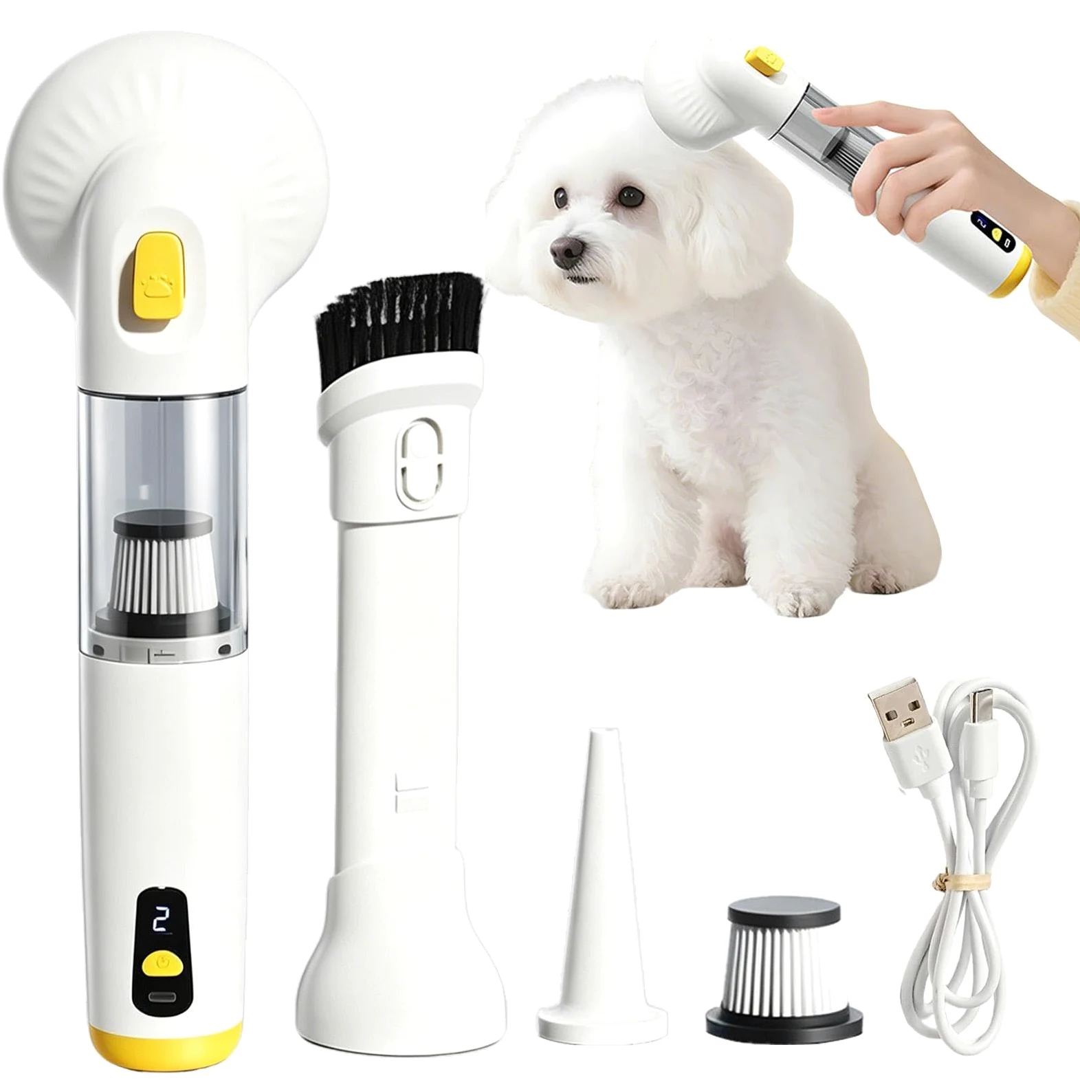 Cepillo Aspirador de Perros Multifuncional Práctico Limpiador Quitapelos | Kit Aspiradora de Arreglo para Mascotas para Pelo Cepillado Coche Hogar Oficina Dormitorio Sala