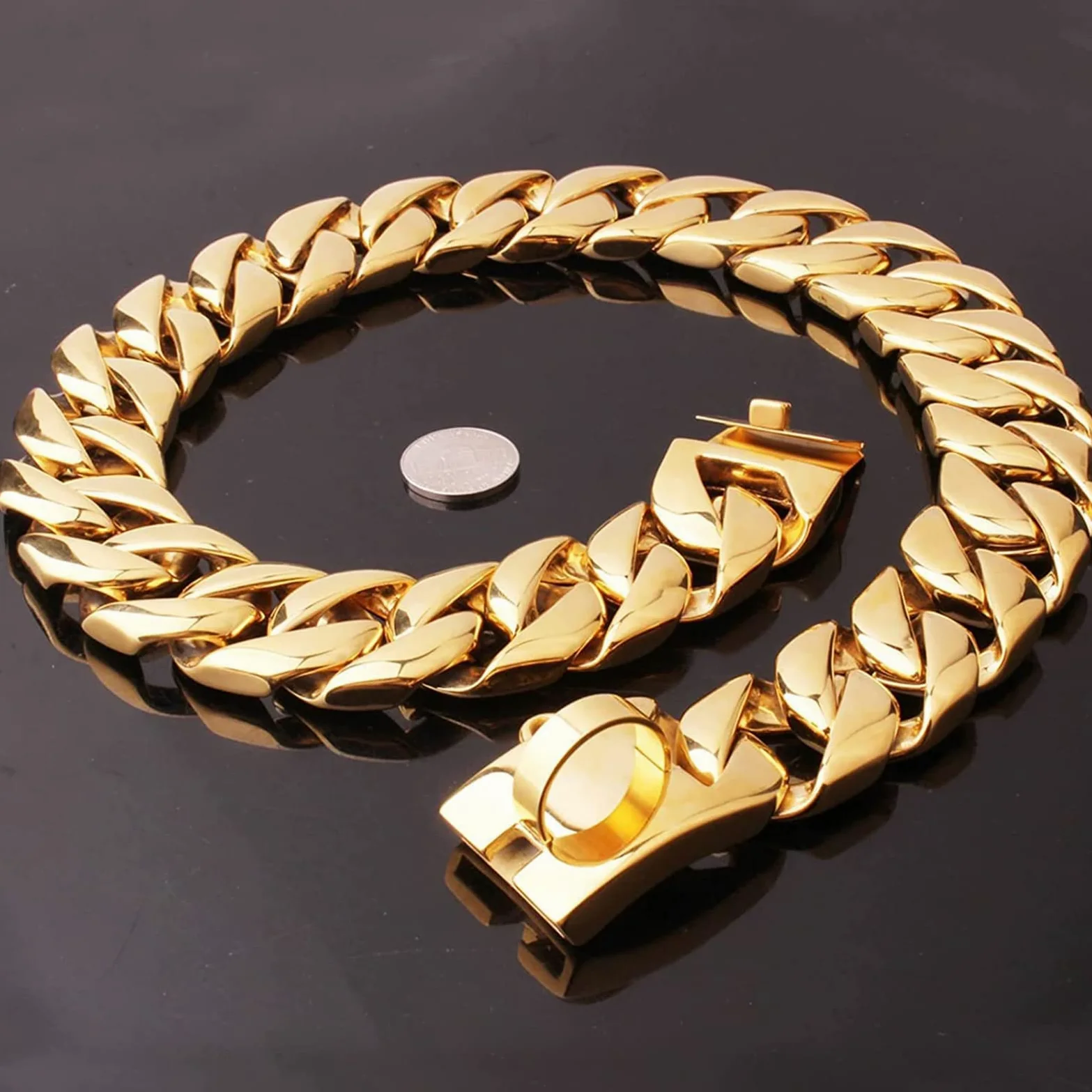 Multicolor,40cm/16in, Collar de Cadena de Metal Resistente para Perros, de Acero Inoxidable Dorado Resistente con Hebilla de Seguridad para Perros PequeñOs, Medianos y Grandes