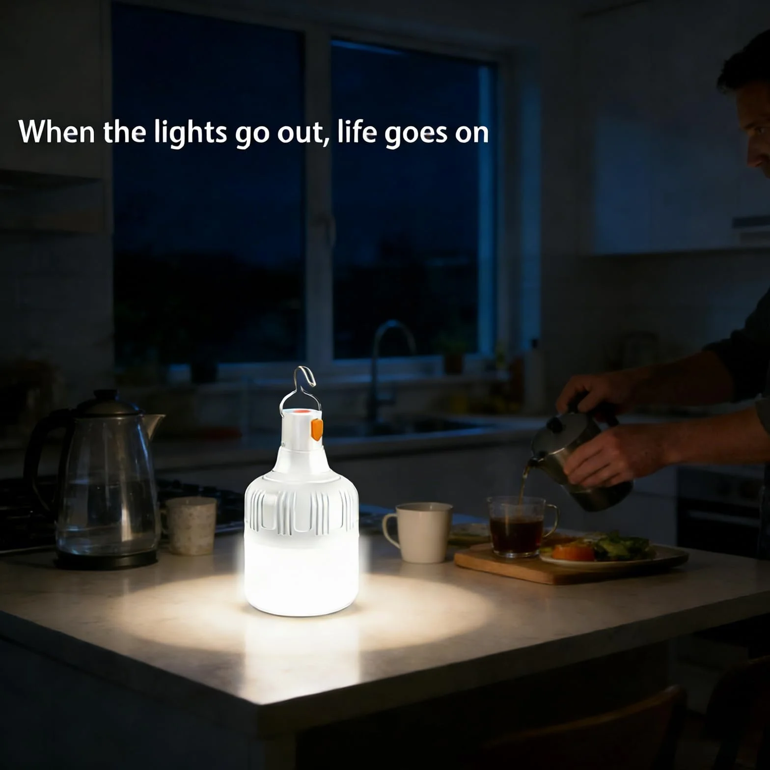 Lámpara Camping Recargable LED 500LM 3 Modos Impermeable Portátil con Gancho