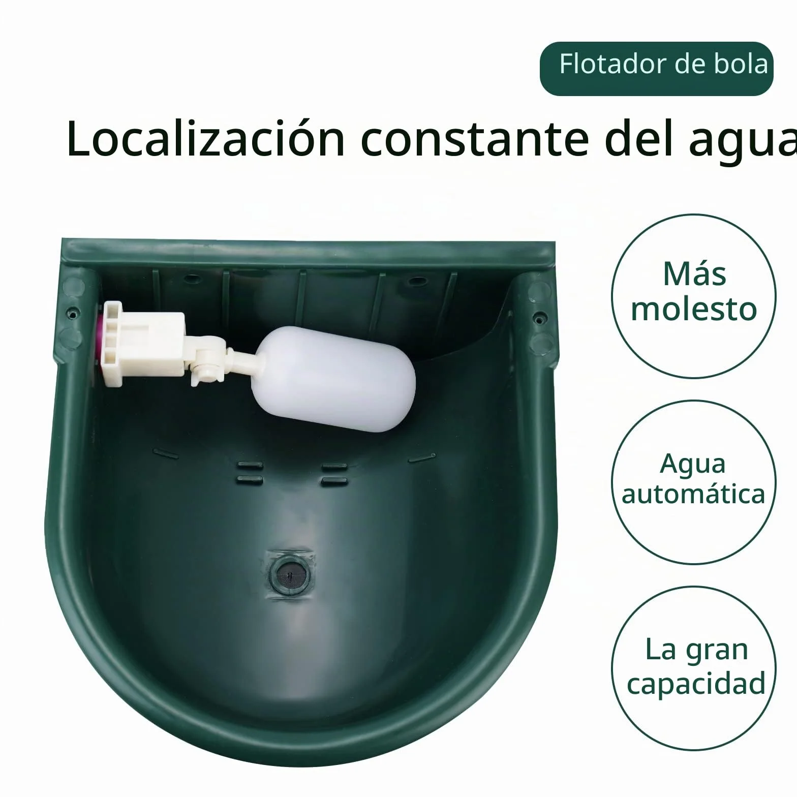 BREUAILY Bebedero Automático para Caballos Bebedero para Ganado con Válvula Flotante Y Orificios de Drenaje para Caballos Bovinos Cabras Ovejas Cerdos y Perros (Verde Oscuro)