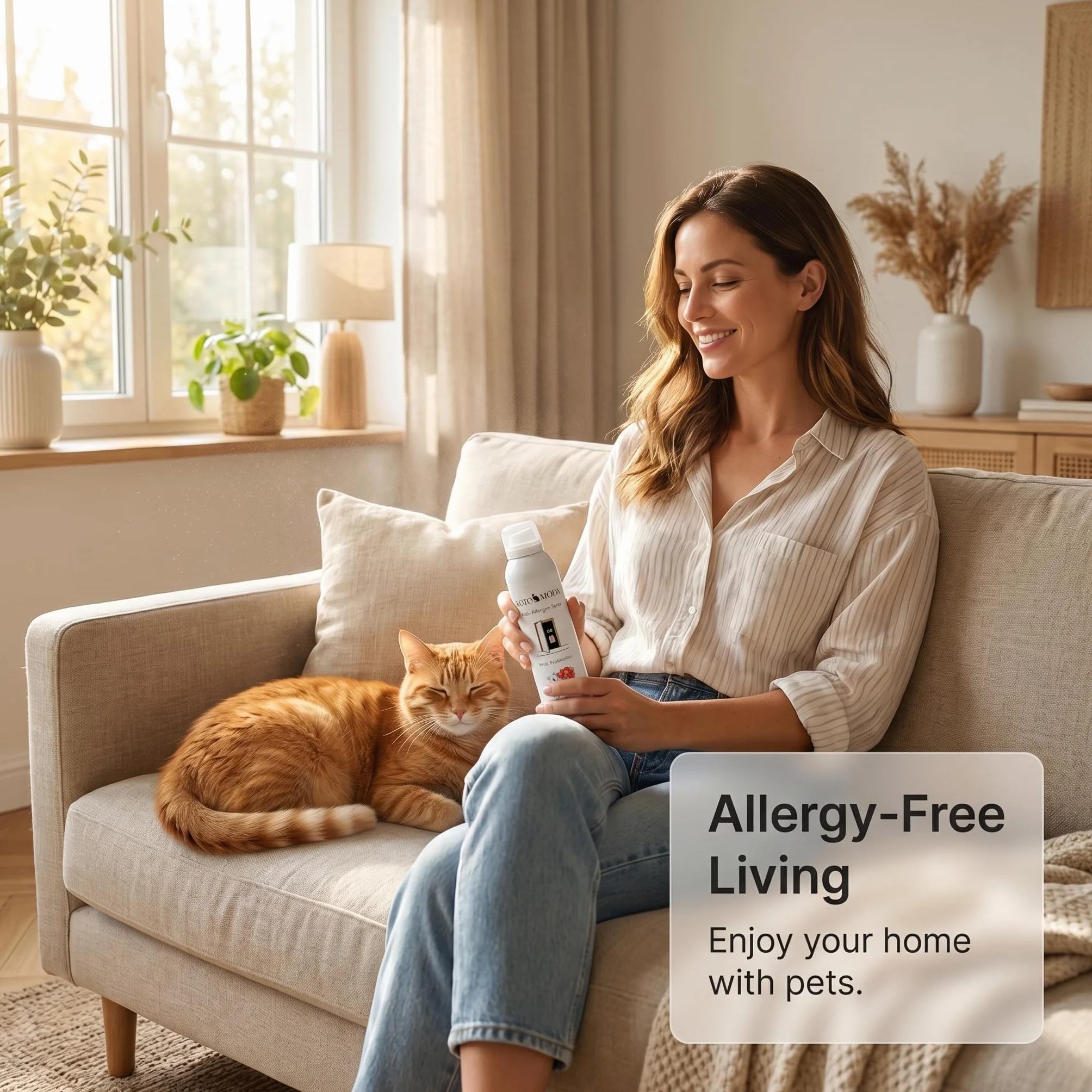 Spray Probiótico Antialérgico para Dueños de Gatos 200 ml — Neutraliza el Alérgeno Fel d 1 en Alfombras, Sofás y Ropa de Cama — Seguro para Gatos, Perros y Niños — Fórmula Biotecnológica