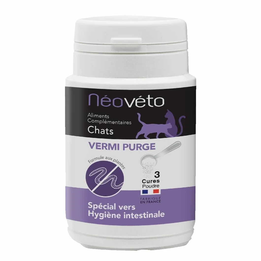 DESPARASITANTE para Gatos Antiparasitario Interno en en Polvo Natural, Ingredientes Activos autorizados por los Servicios Veterinarios Franceses