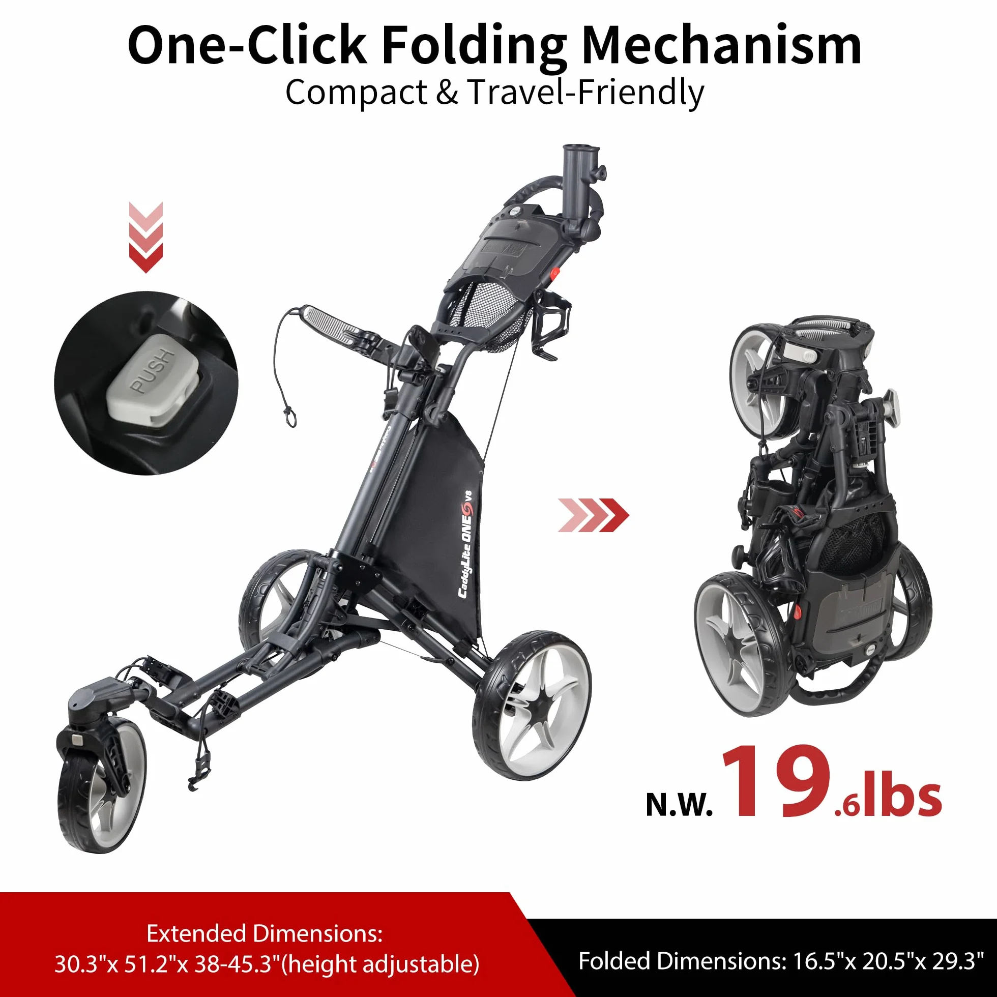 CaddyLite 15.3 Carrito de golf plegable de cuatro pliegues