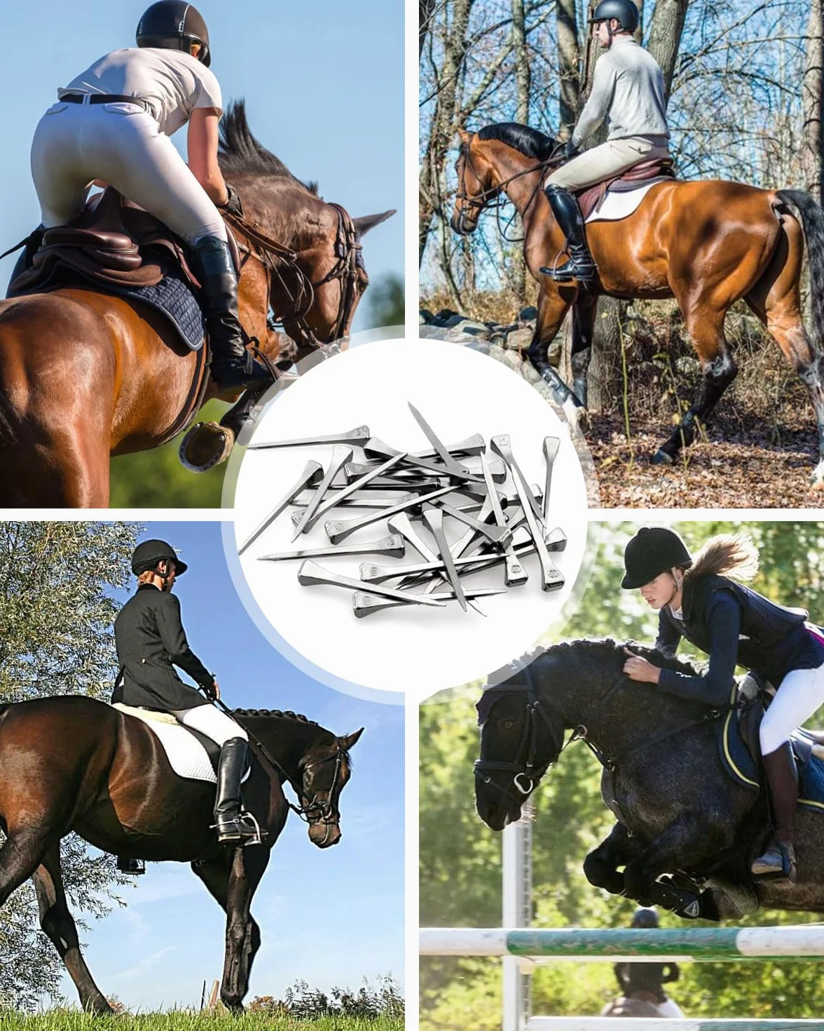 50 Piezas Clavo de Herradura, 51 mm Clavos de Acero de Caballo, Acero Carbono, no Fácil Oxidar, Caballo Clavo de Pezuña para Arreglar Herraduras, Plateado