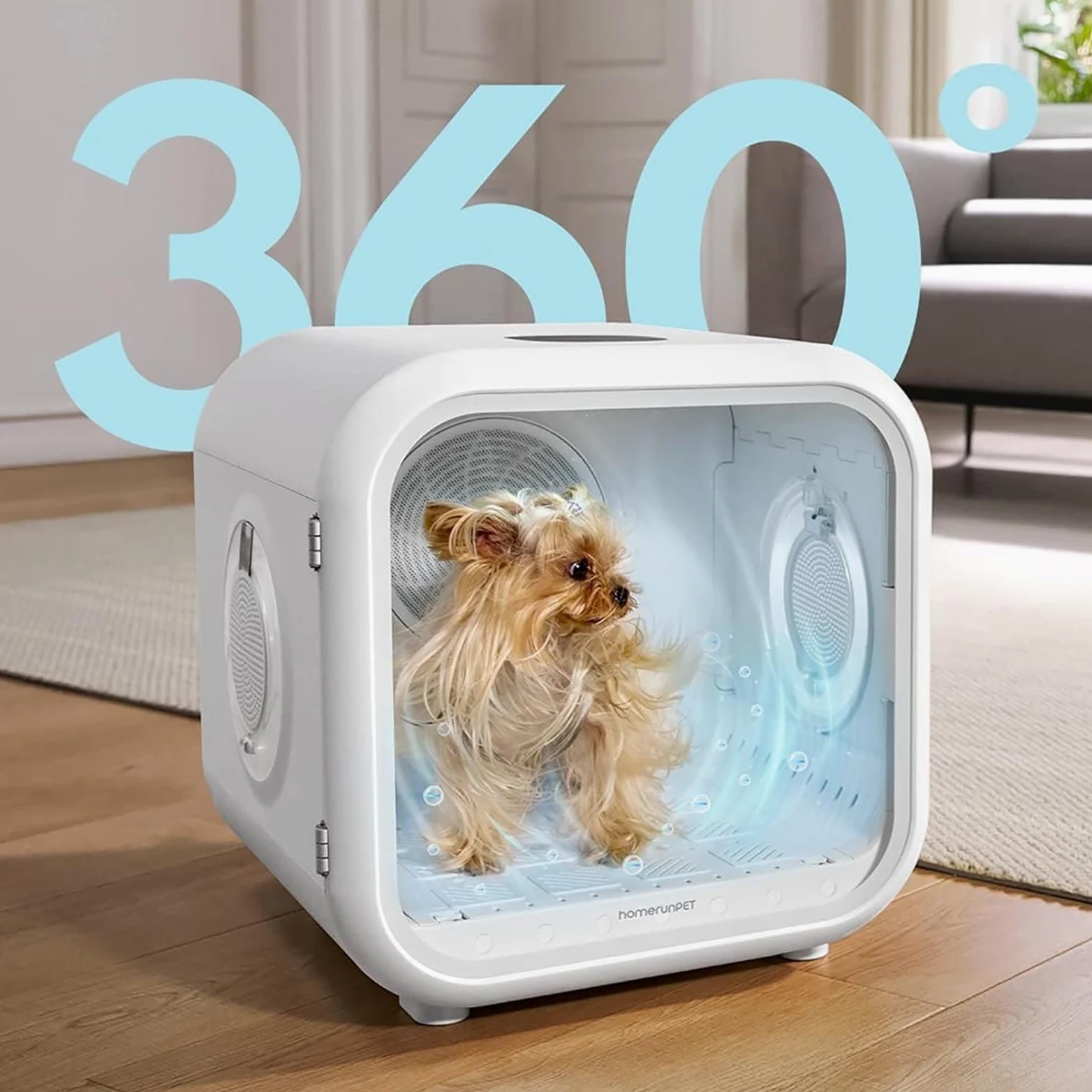Secador automático para Mascotas para Gatos y Perros pequeños, Caja Secadora para Mascotas Ultra silenciosa con Control de Temperatura y Tiempo Ajustable
