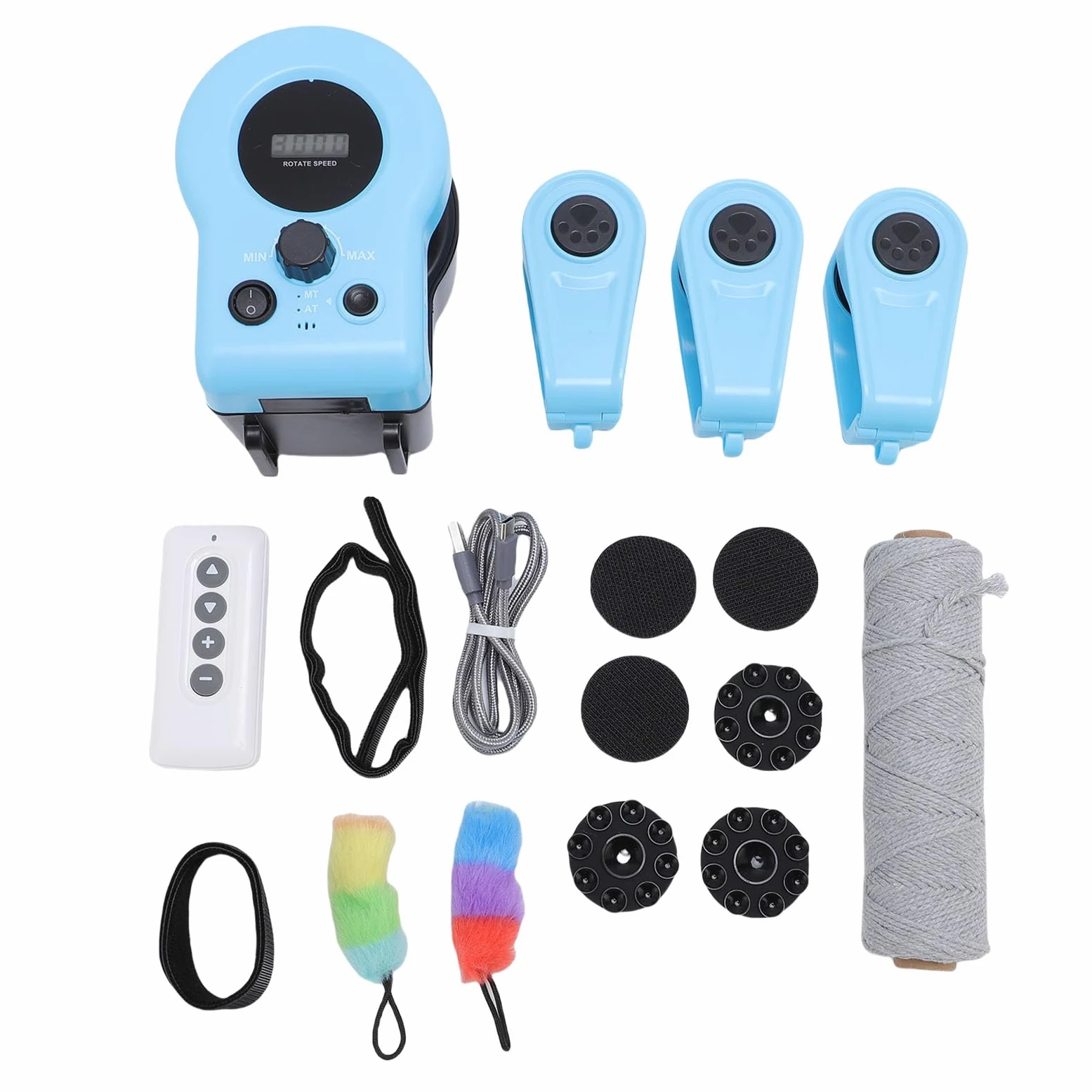SIXRUN Juguete Interactivo para Gatos con Diseño de Sonido y Plumas para Juegos en Interiores, Juguete Eléctrico para Correr Estable, Adecuado para Ejercicio de Gatos, Tamaño de la Unidad Principal: