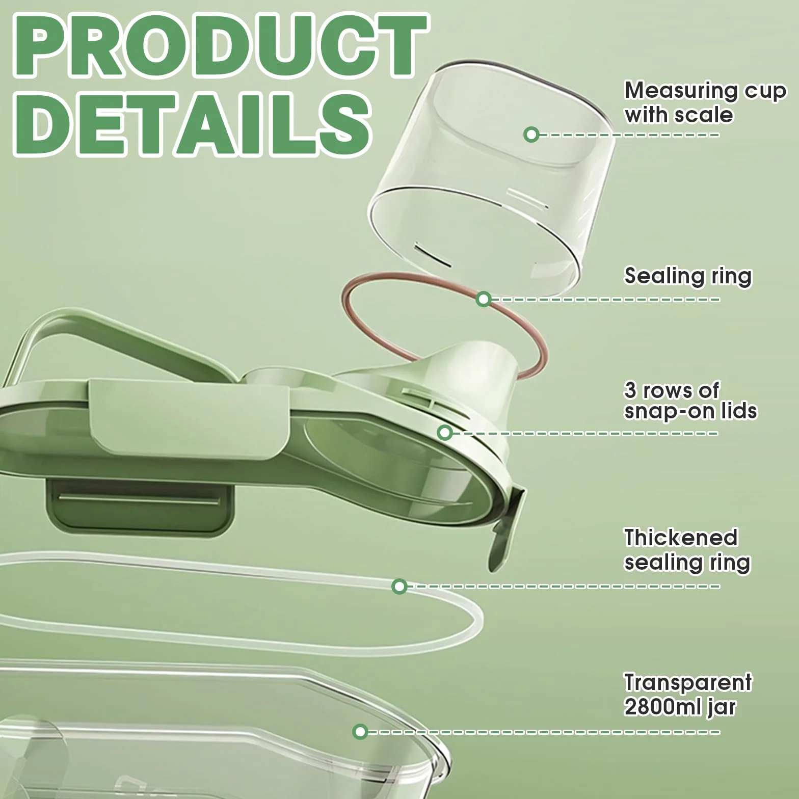 Contenedor Pienso Perros 3L Botes Cocina Almacenaje con Vaso Medidor Pienso Transparente Botes Hermeticos Cocina para Cereales Arroz Comida para Mascotas