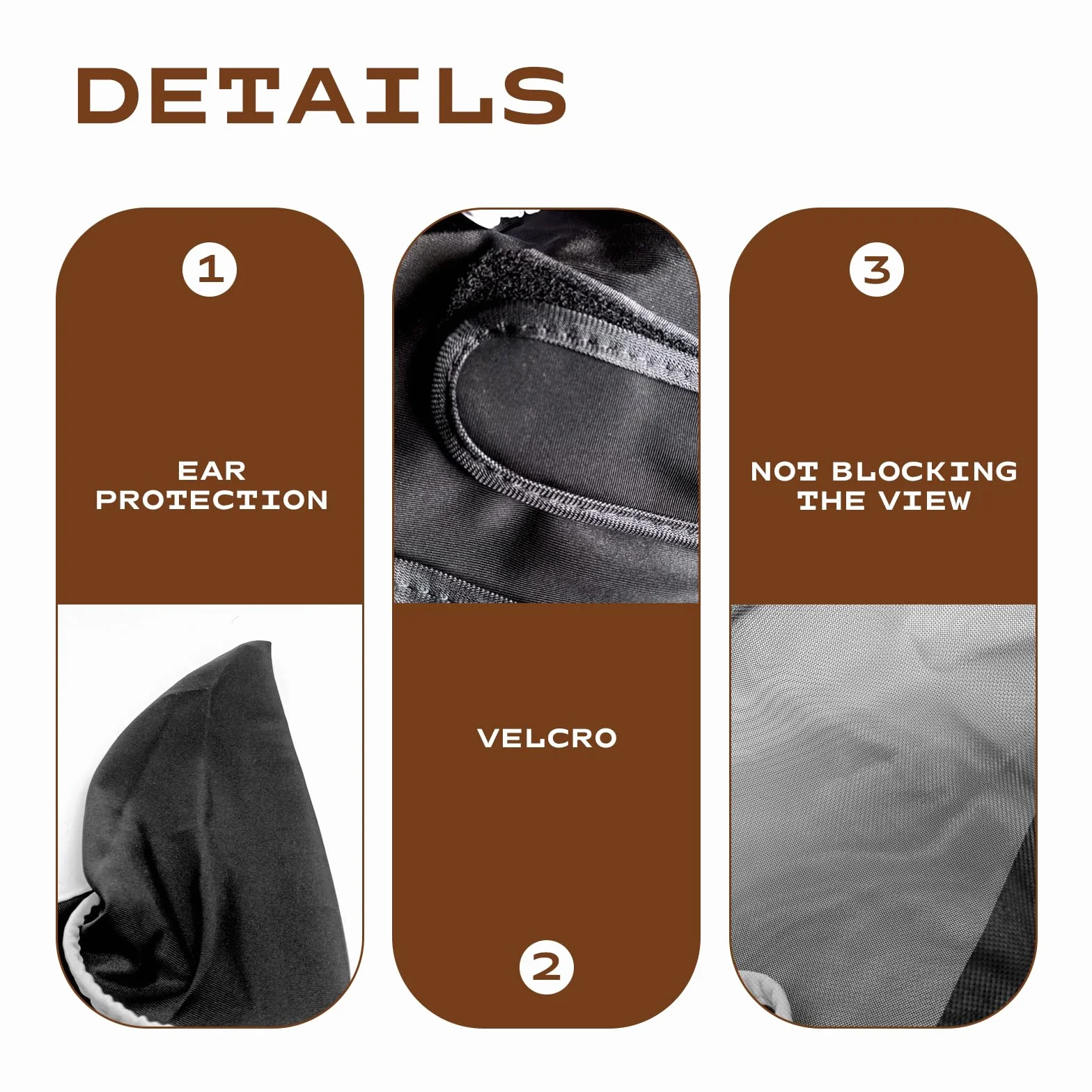 Máscara antimoscas para caballos transpirable malla fina ajustable protección orejas antiUV negro L