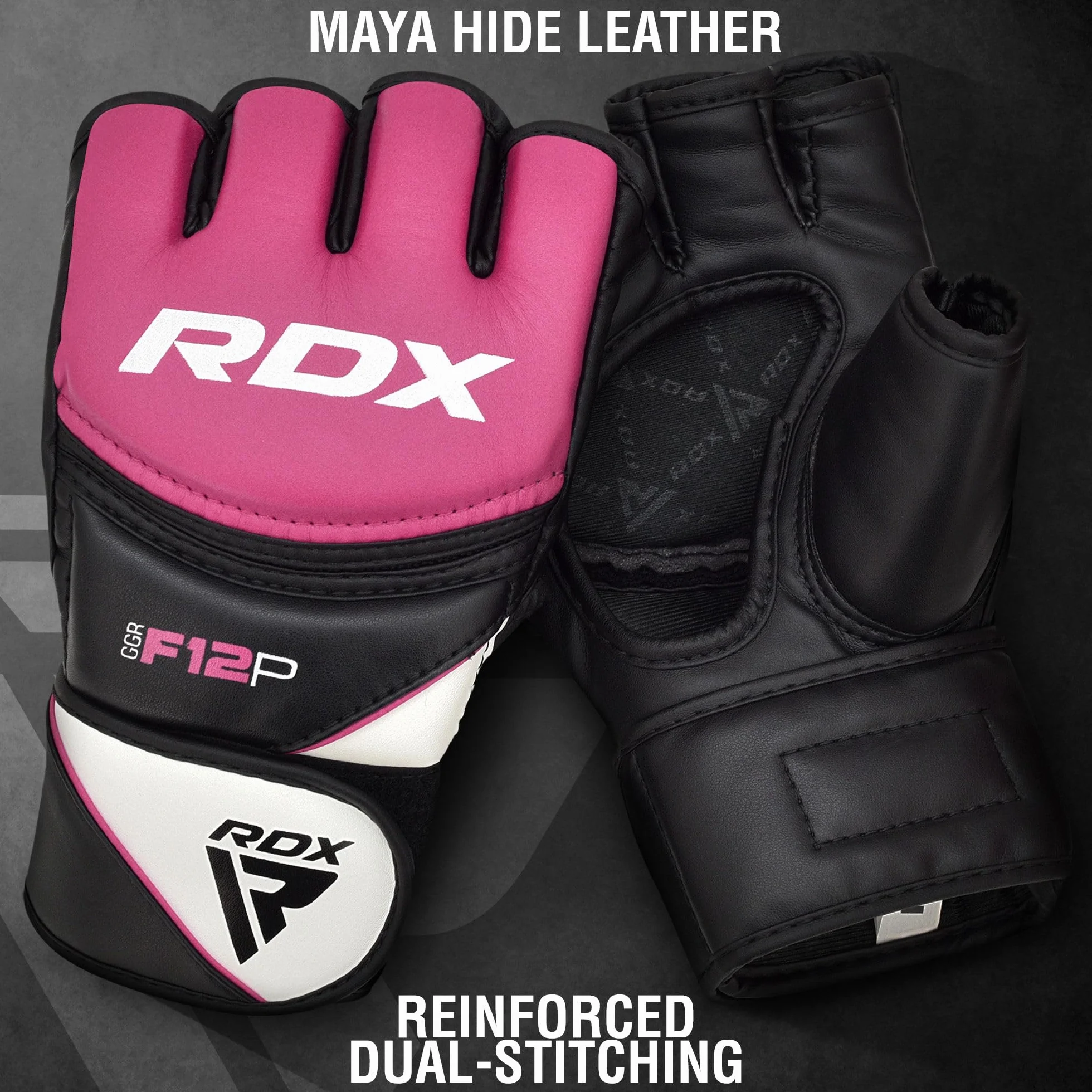 RDX Guantes MMA Maya Hide Cuero Abierto Palma Entrenamiento