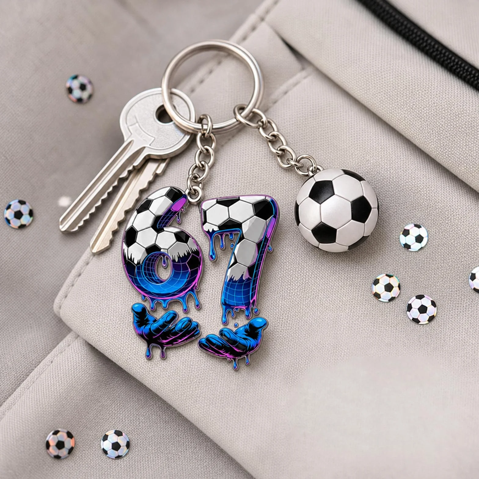 Pack de 5 Llaveros de Fútbol, Llavero Balón Giratorio 2026, Accesorio para Fans