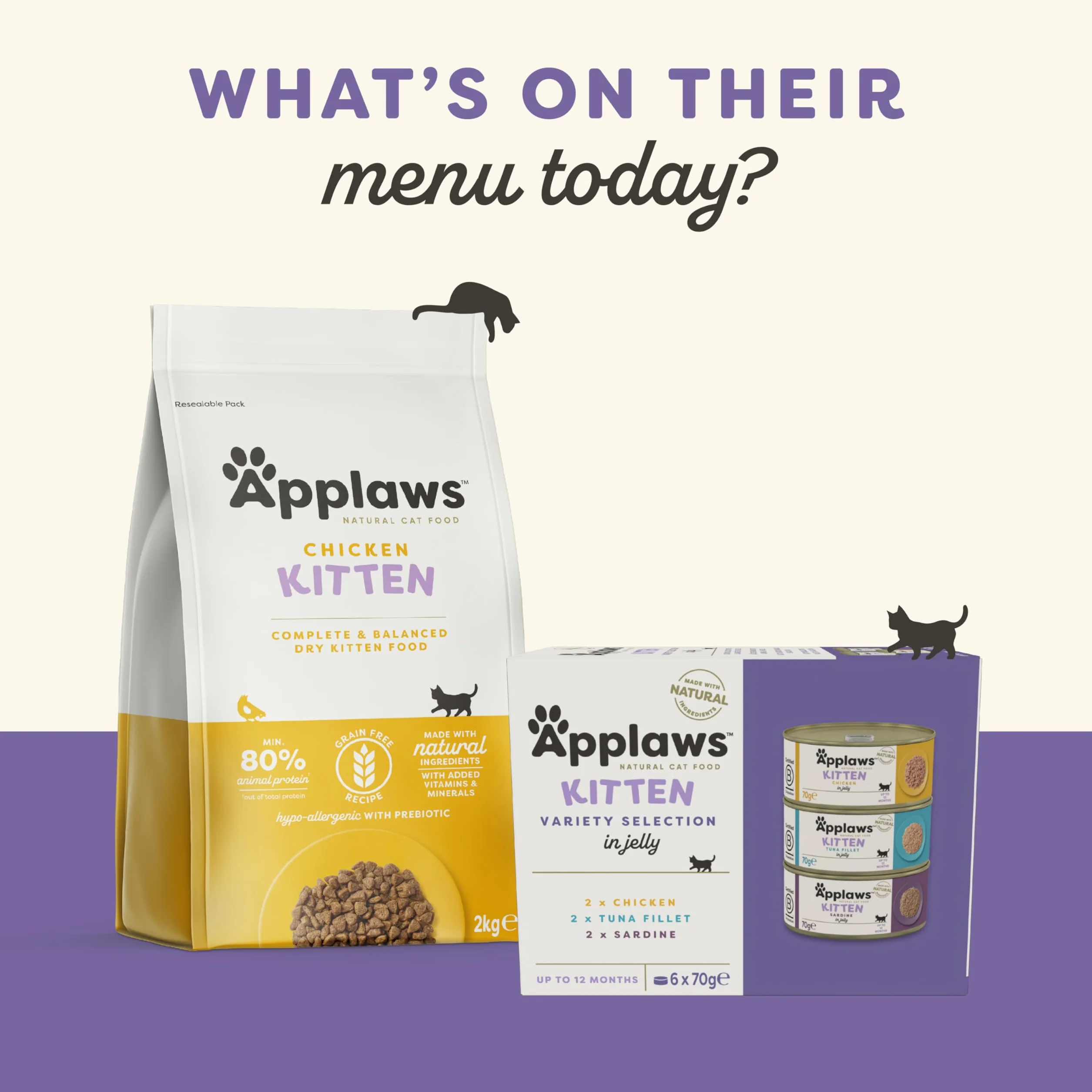 Applaws Comida Húmeda para Gatitos 100% Natural – Surtido de Pollo y Atún en Caldo, en Bolsas de 50g