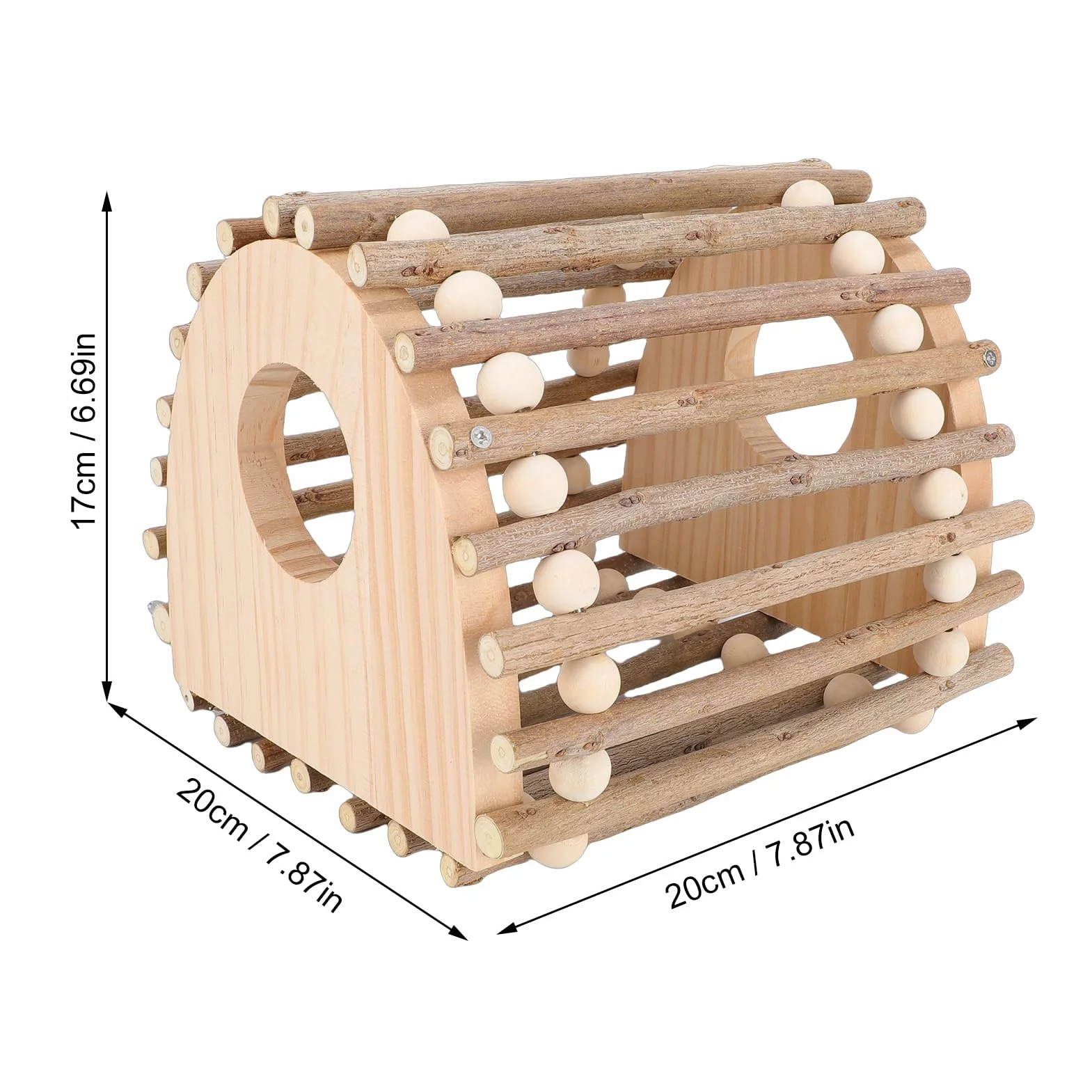 Generic Jaula para Pájaros, Juguete de Escalada, Diseño Multifuncional de Madera de Doble Agujero para Loros y Hámsteres, Madera de Pino, 20x17x20cm