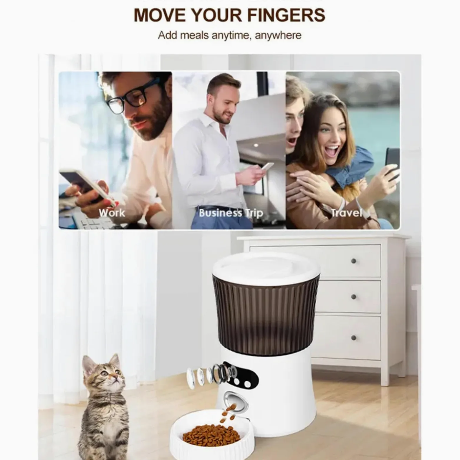 Comedero Automático para Gatos, 6L 2.4G WLAN,con App Control, Full 1080p HD Cámara y Visión Nocturna Comedero Automatico para Gatos, Comedero para Gatos