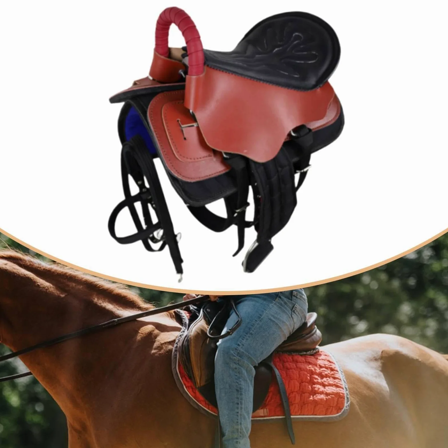 MERIGLARE Juego de Silla de Montar para Caballo, Asiento para Montar, Resistente Al Desgaste, Accesorio Deportivo, Cómodo, Fácil de Instalar, Equipo E