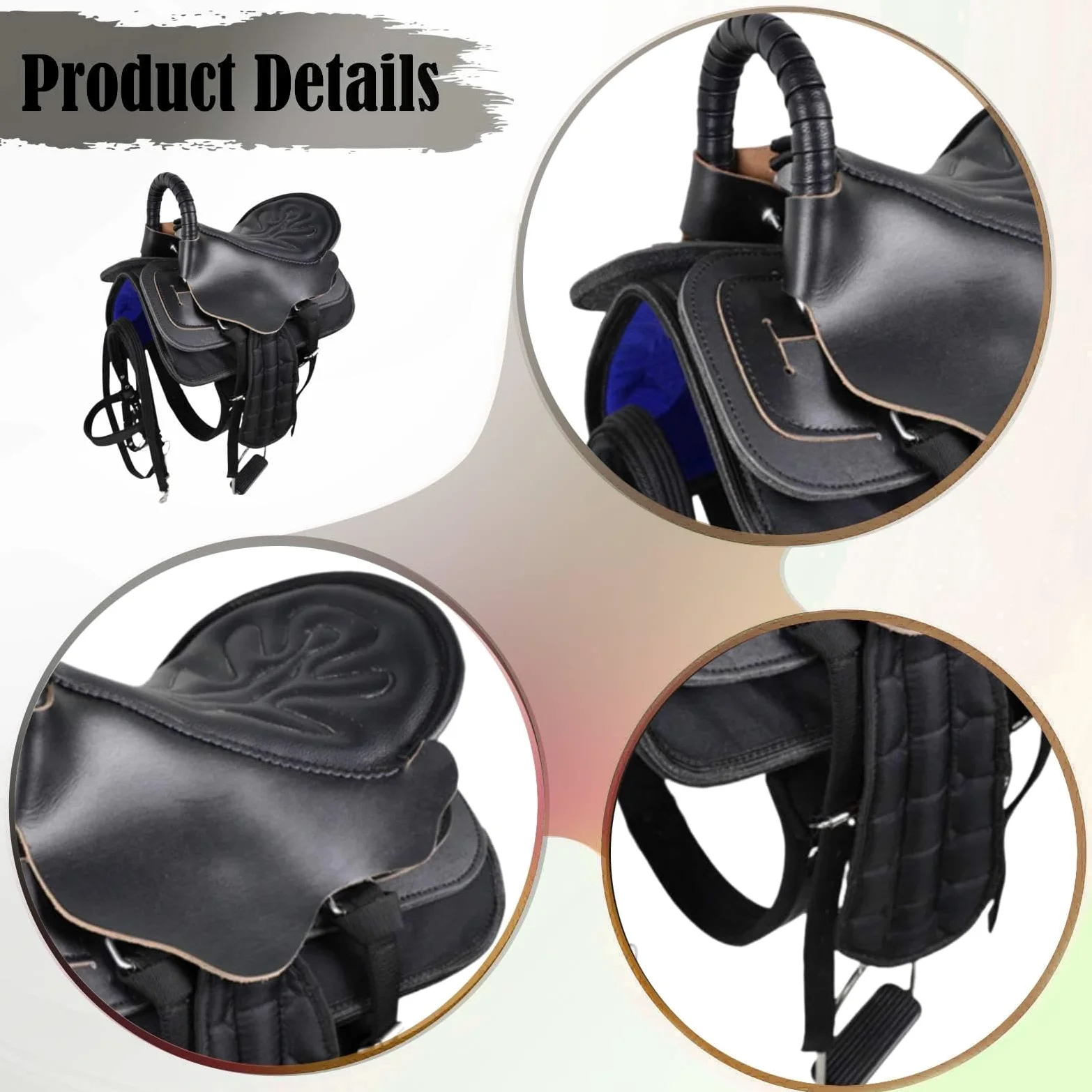 Juego de Silla de Montar para Caballo, Asiento para Montar, Fácil Instalación, Accesorio Deportivo Antideslizante, Cómodo, Cojín para Equipo